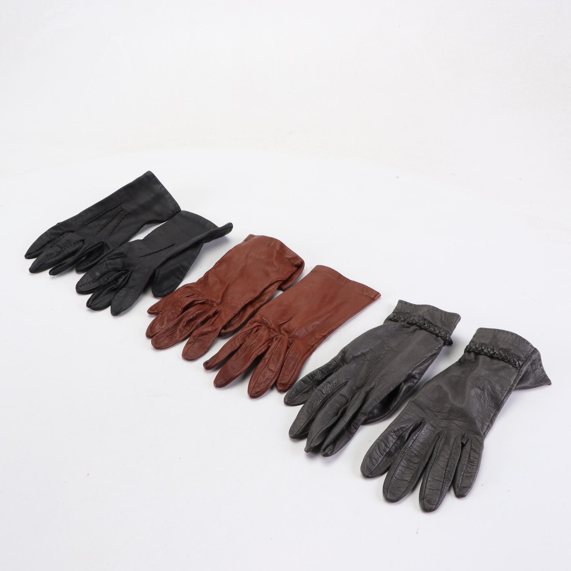 Men's and Women's Leather Gloves Including Halston, Mark Cross, and More