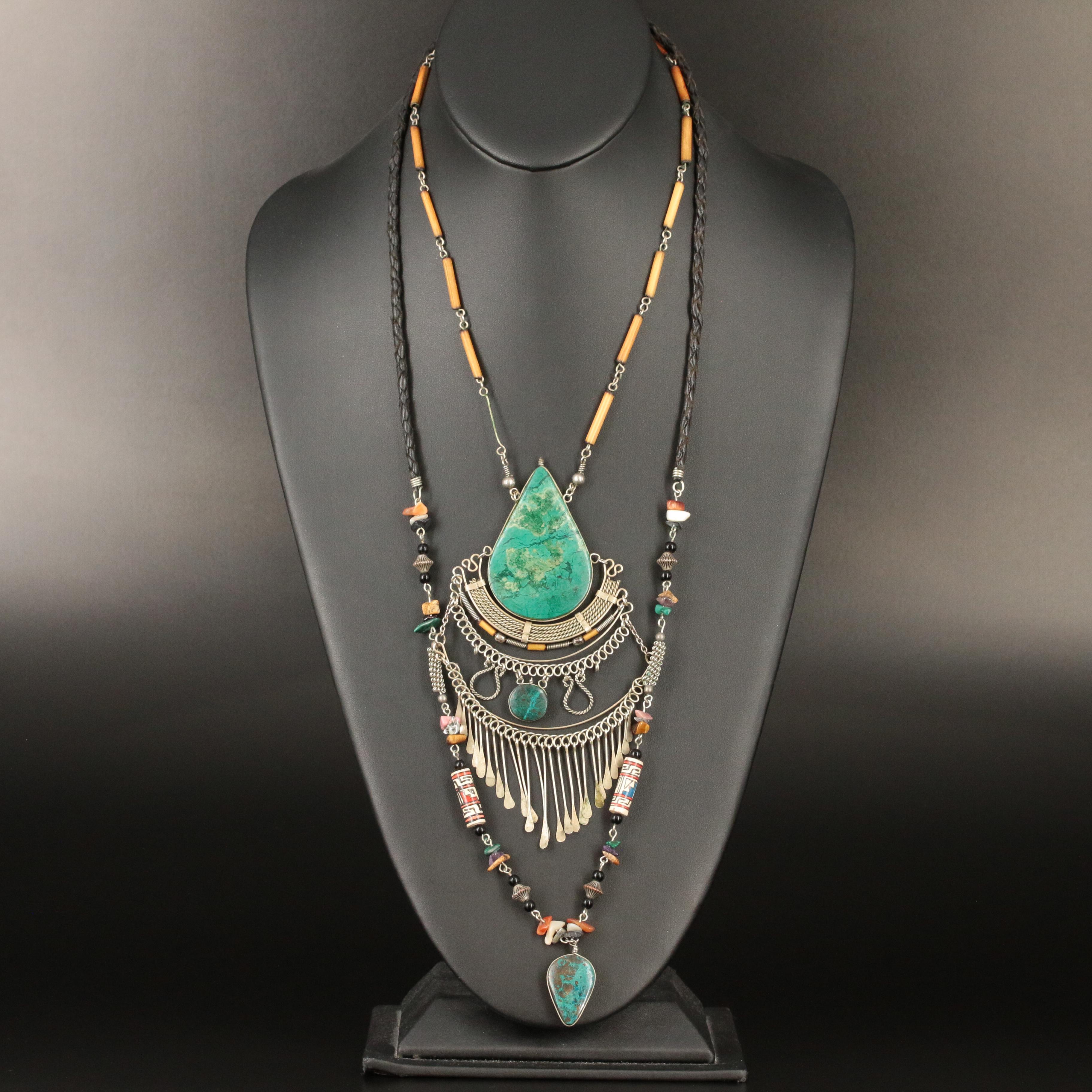 Southwestern Style Necklaces with Chrysocolla