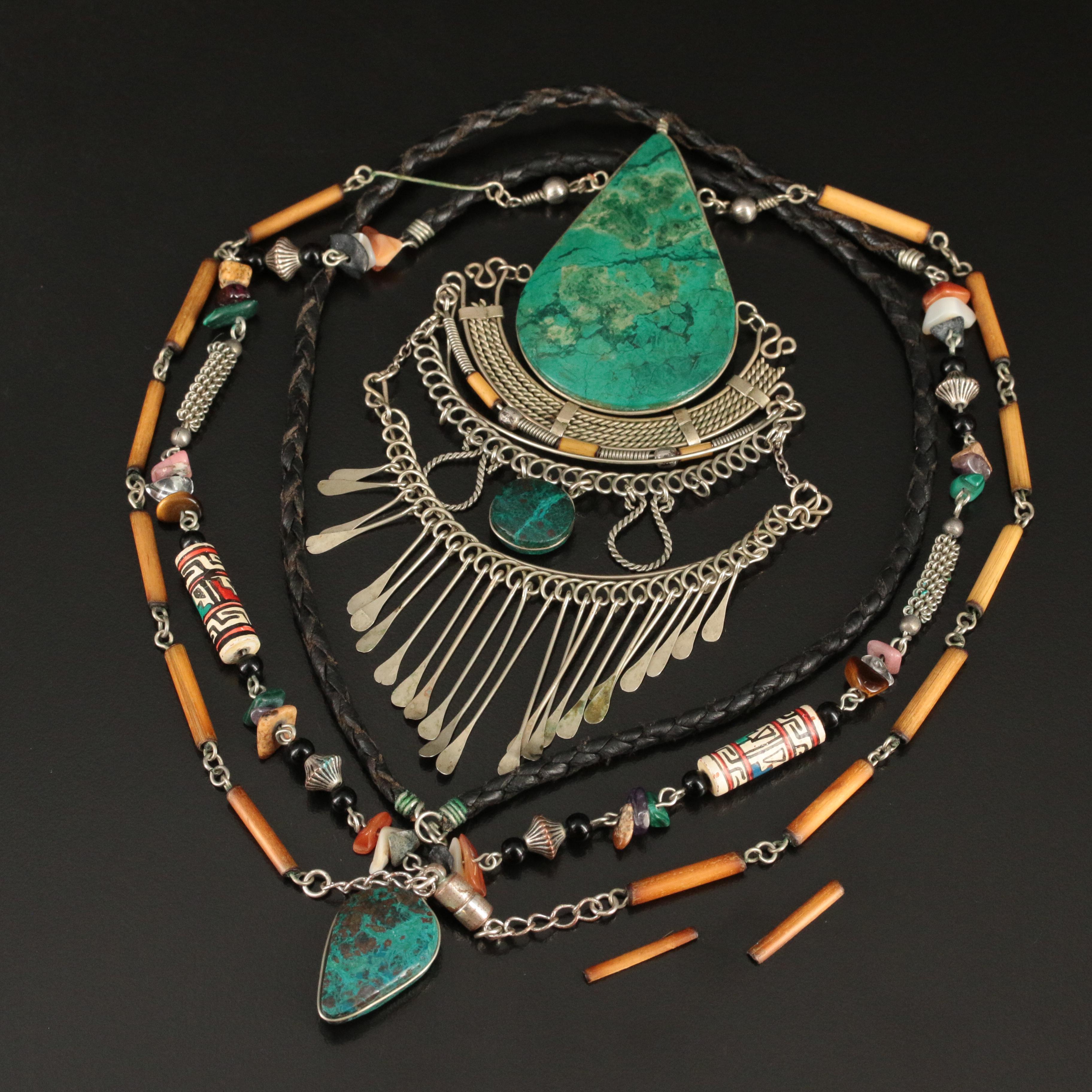 Southwestern Style Necklaces with Chrysocolla