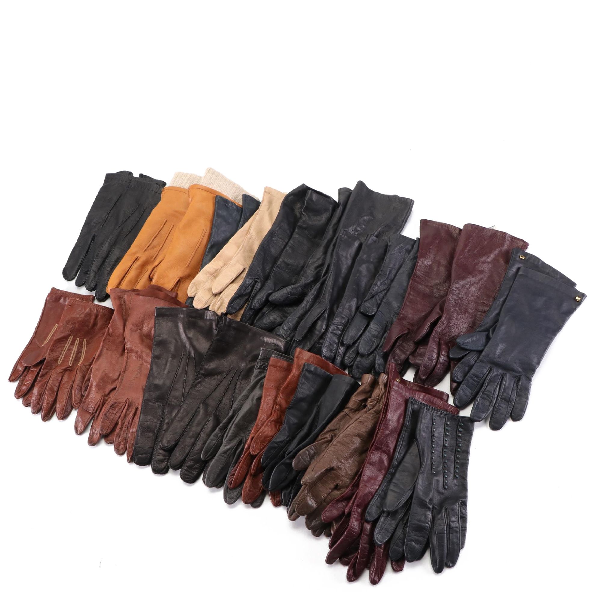 Men's and Women's Leather Gloves Including Halston, Mark Cross, and More