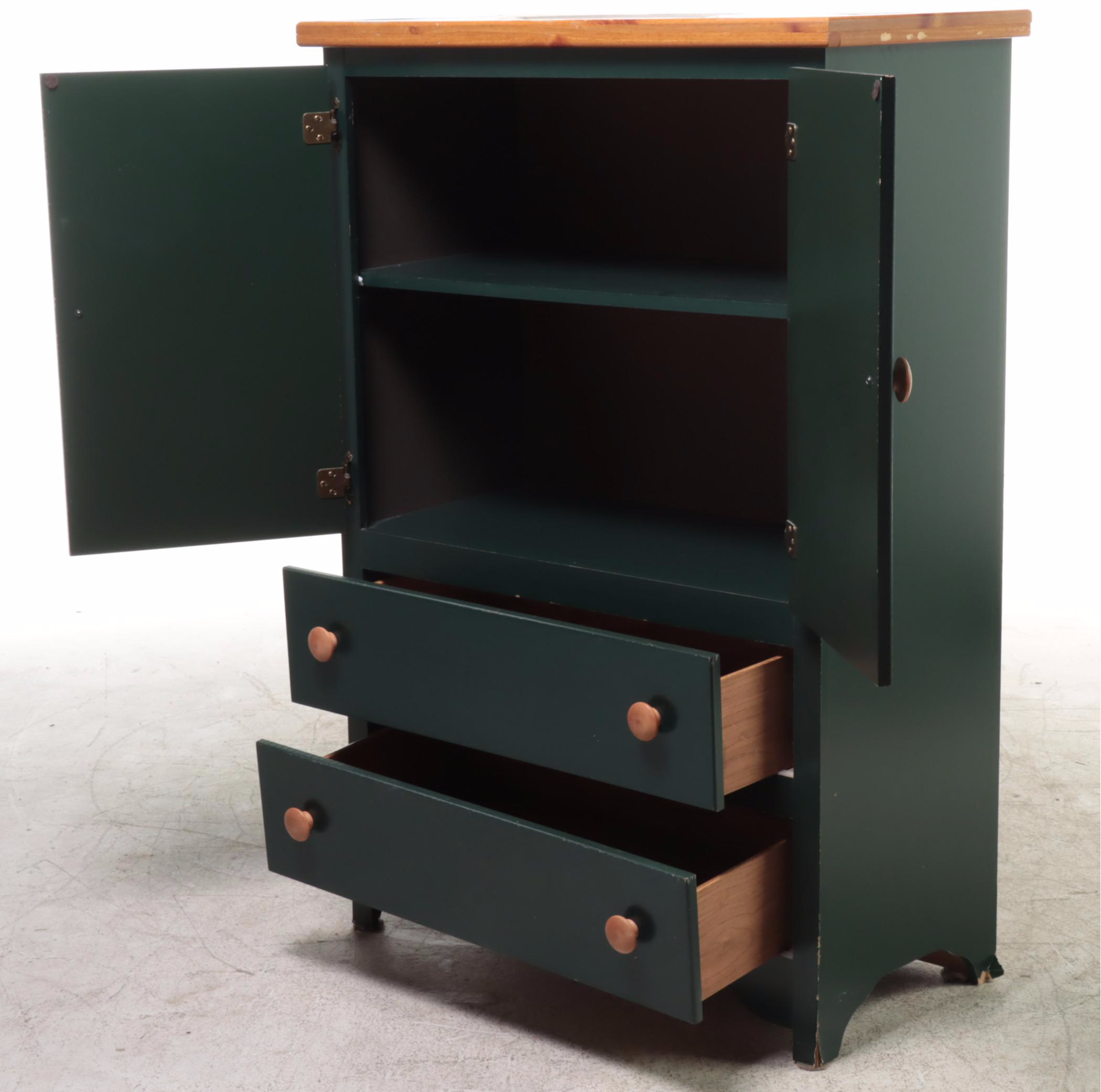 Standard Furniture "Sheraton Hill" Green-Painted Chest with Doors