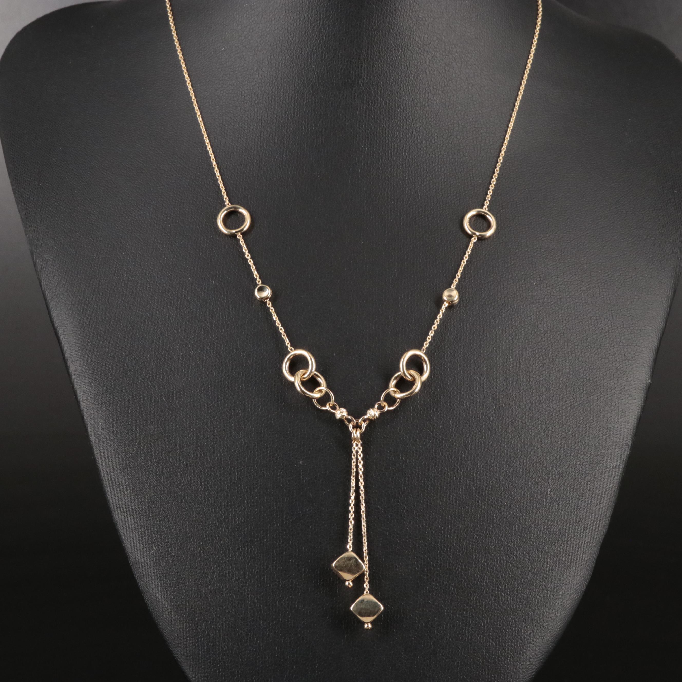 14K Y Necklace with Drop Accents