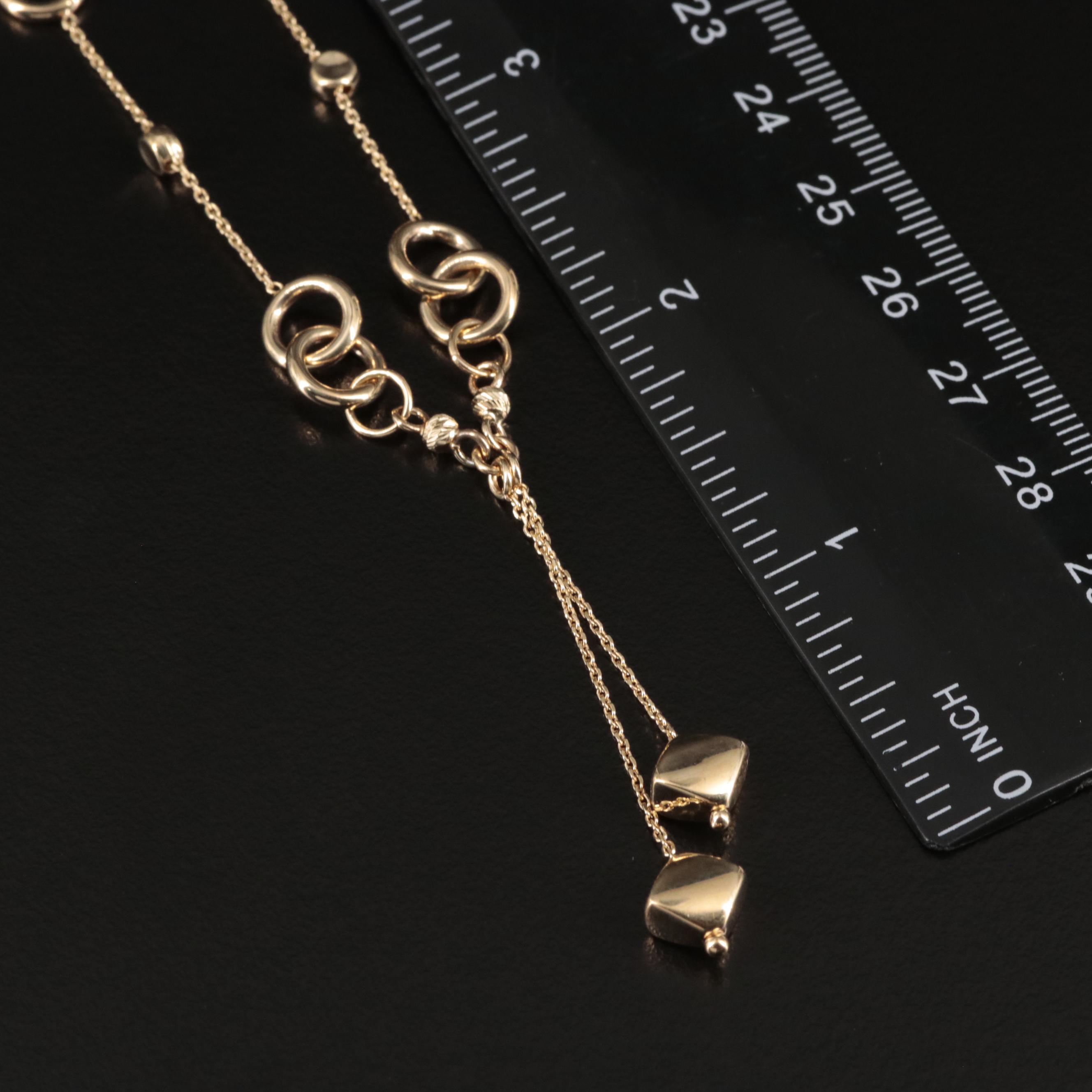 14K Y Necklace with Drop Accents