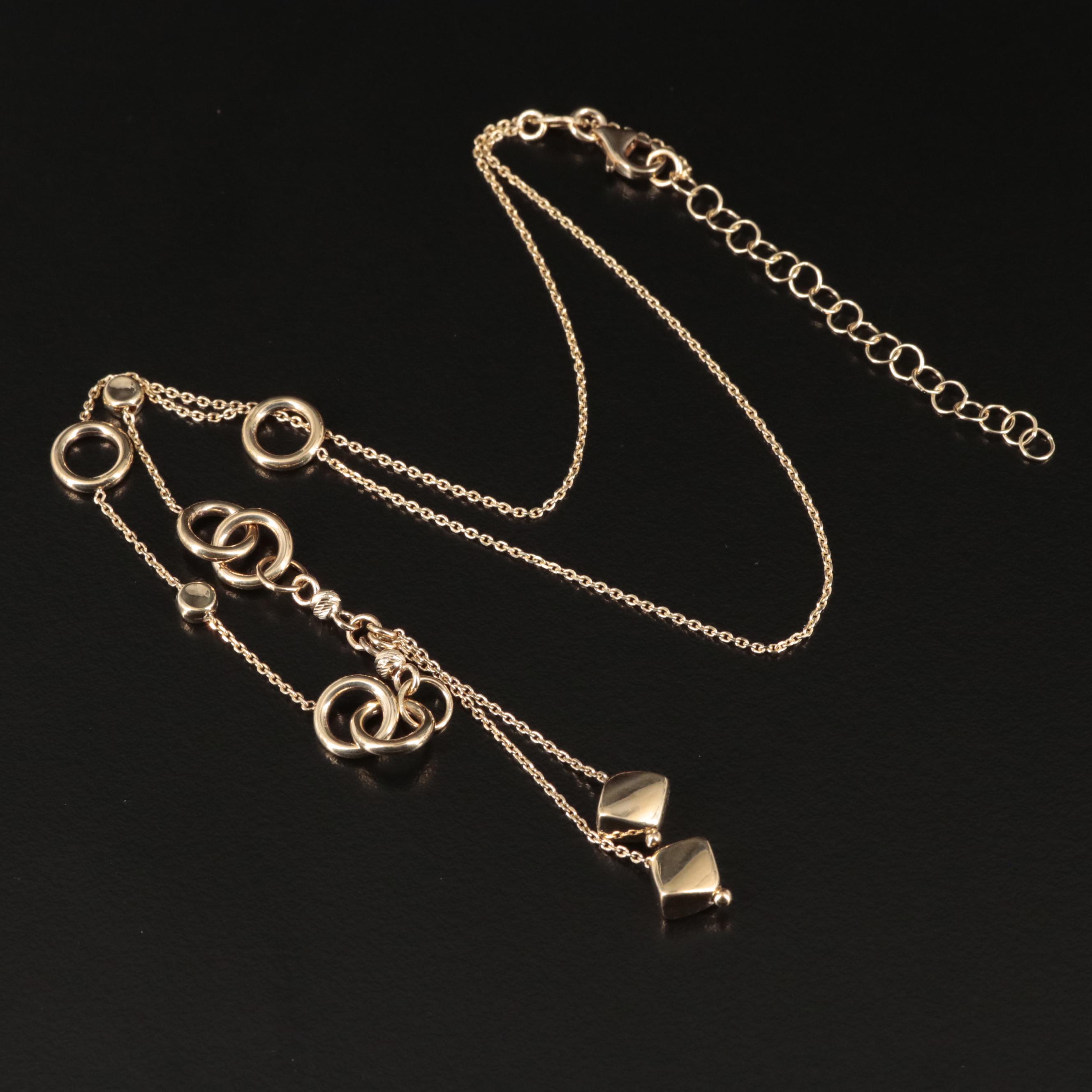 14K Y Necklace with Drop Accents