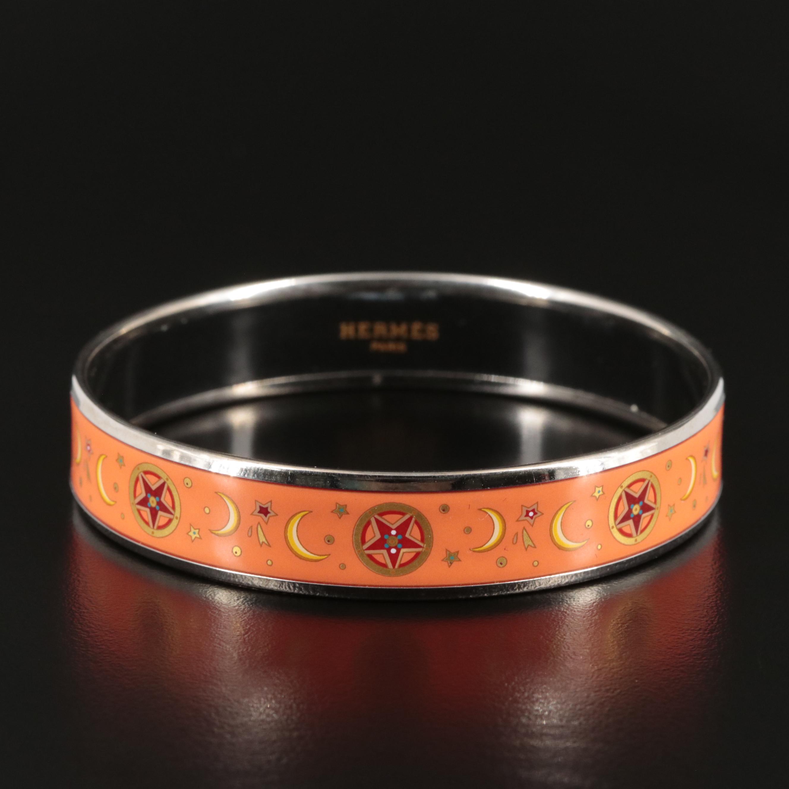 Hermès Moon and Stars Narrow Enamel Bangle