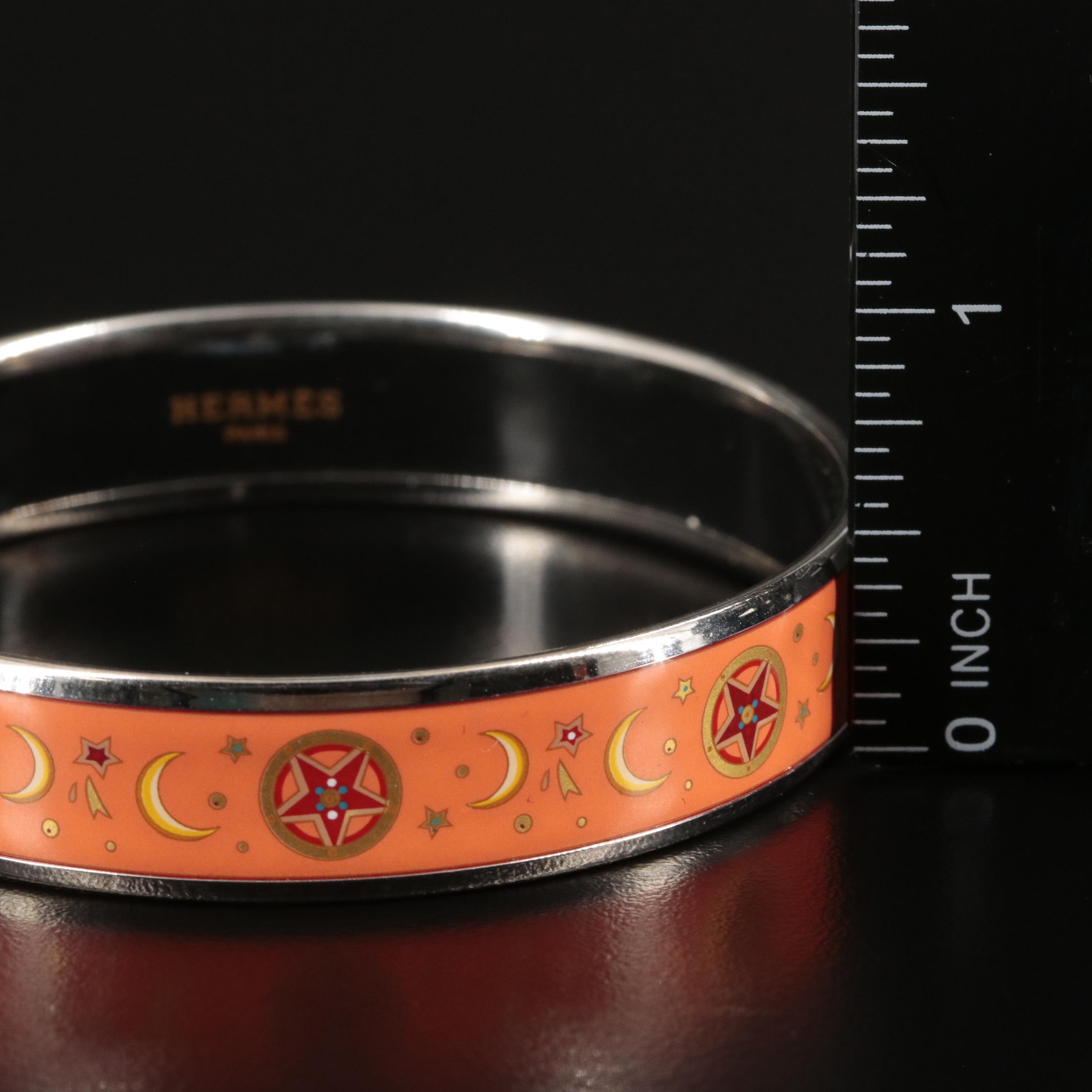 Hermès Moon and Stars Narrow Enamel Bangle