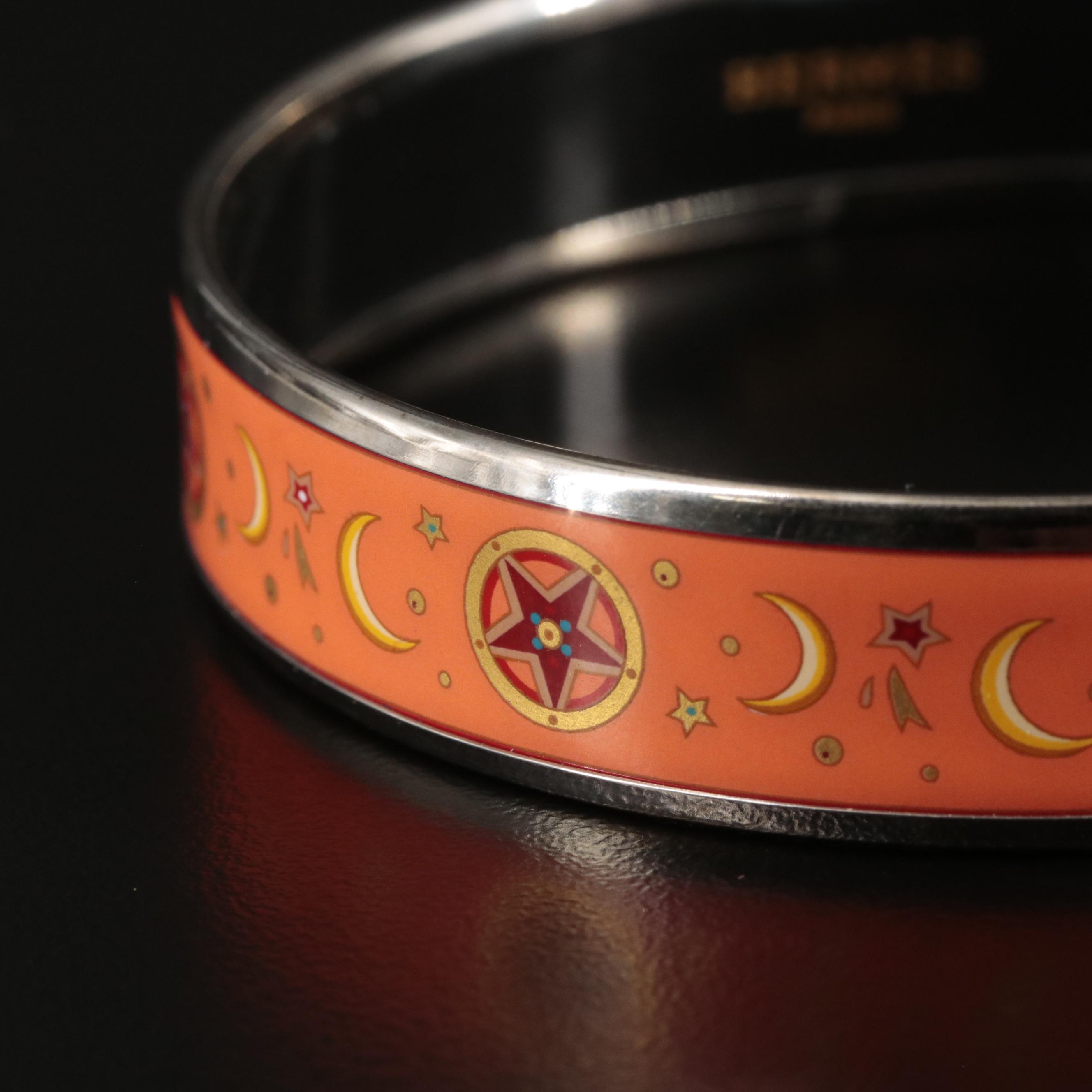 Hermès Moon and Stars Narrow Enamel Bangle