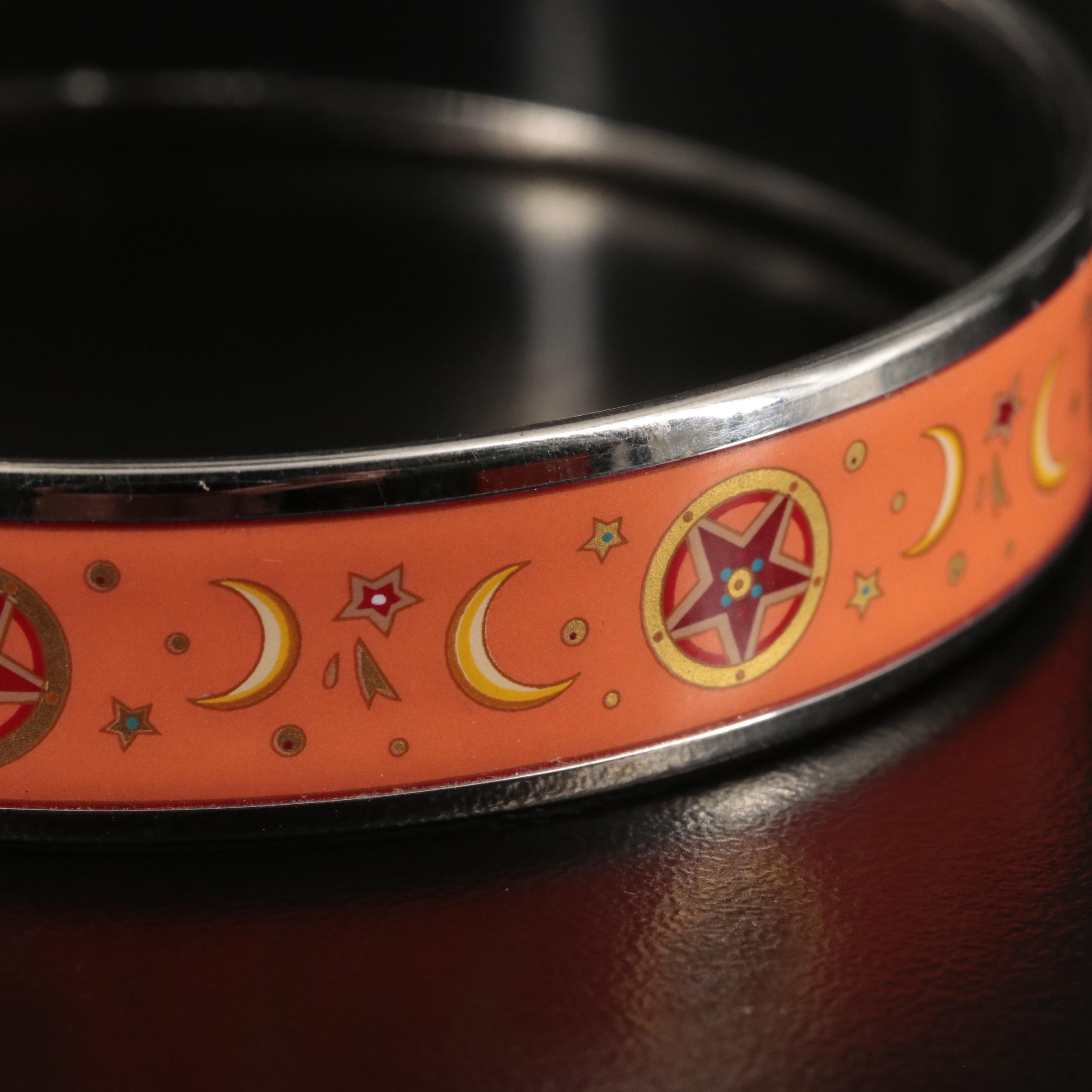 Hermès Moon and Stars Narrow Enamel Bangle