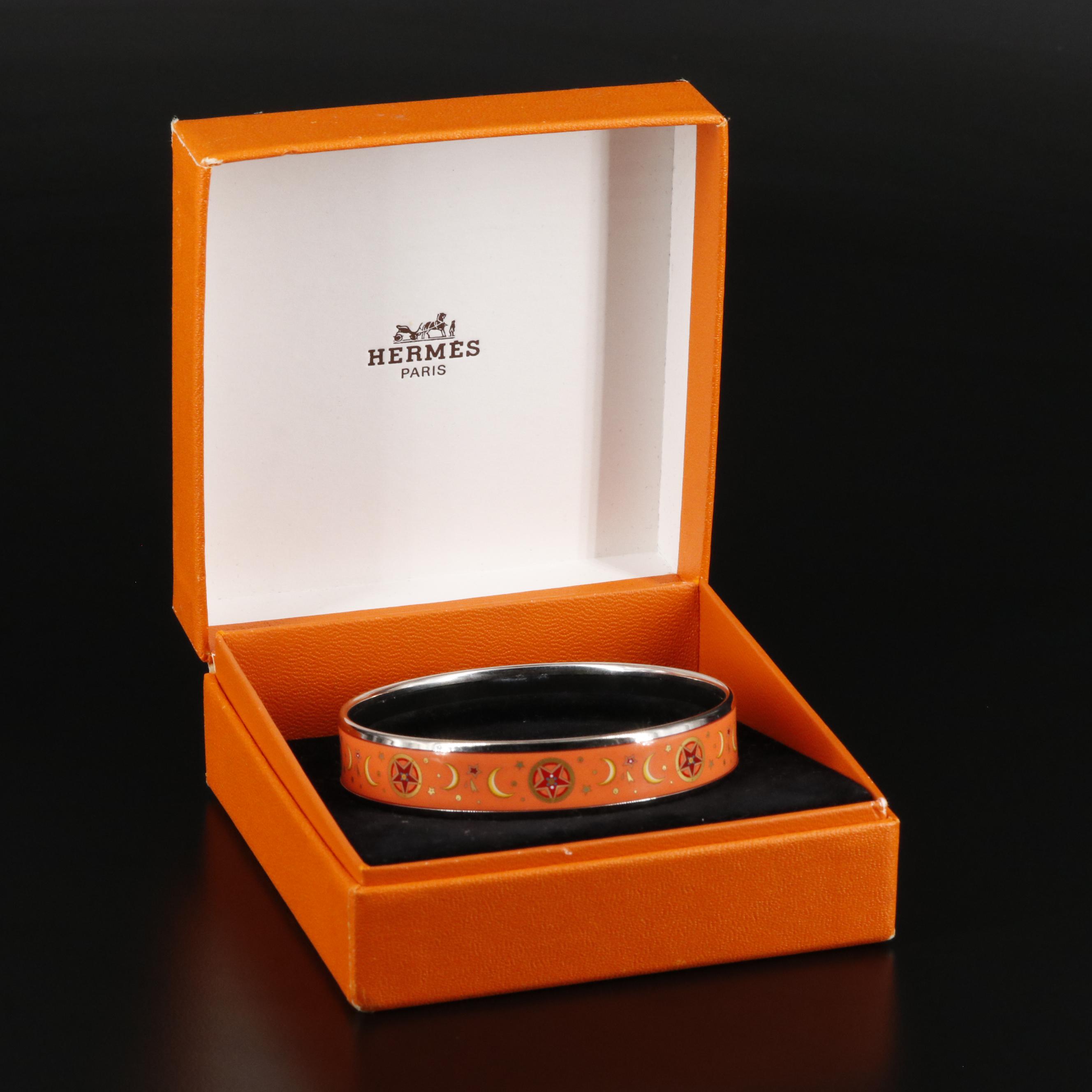 Hermès Moon and Stars Narrow Enamel Bangle