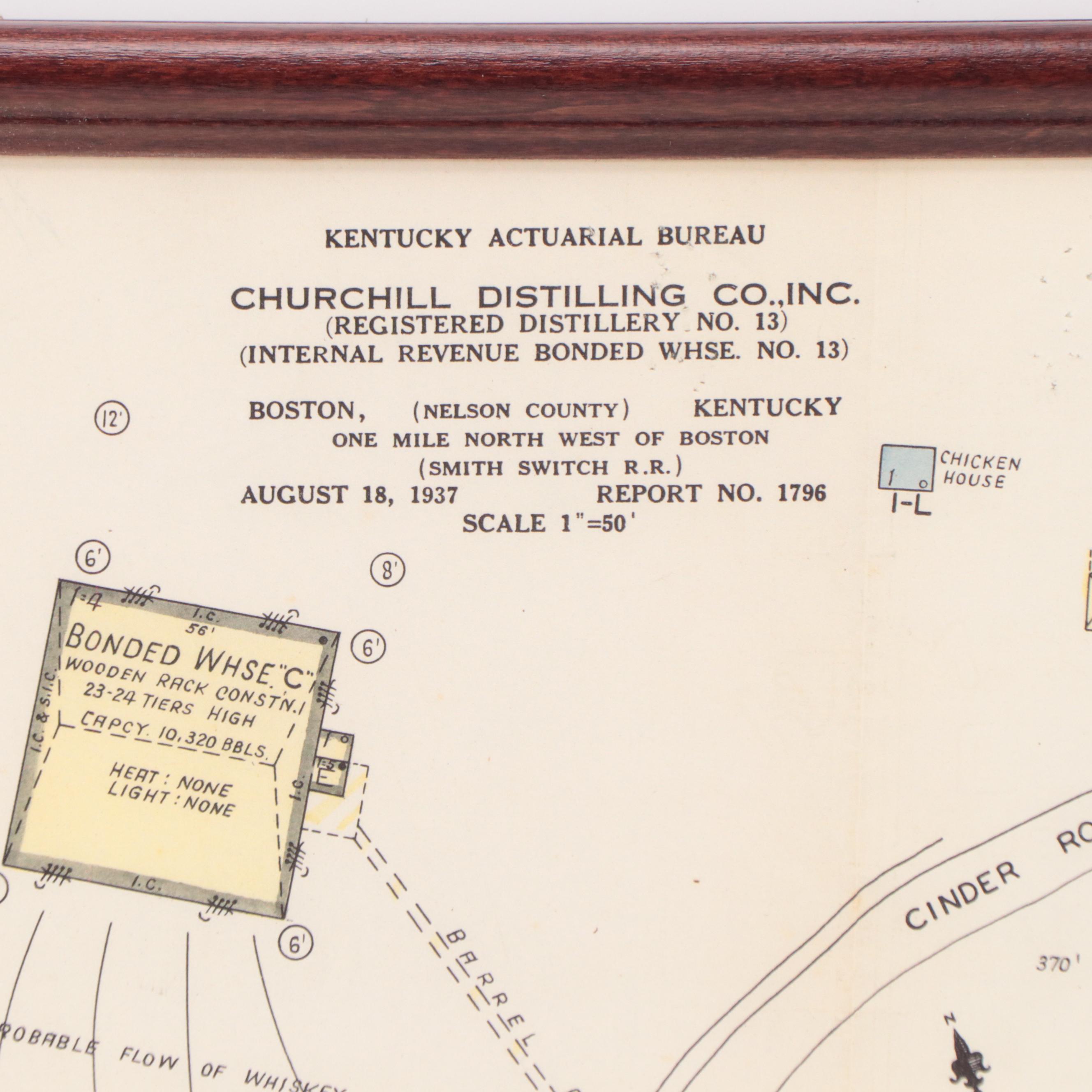 Reproduction Blueprint of Churchill Distillery