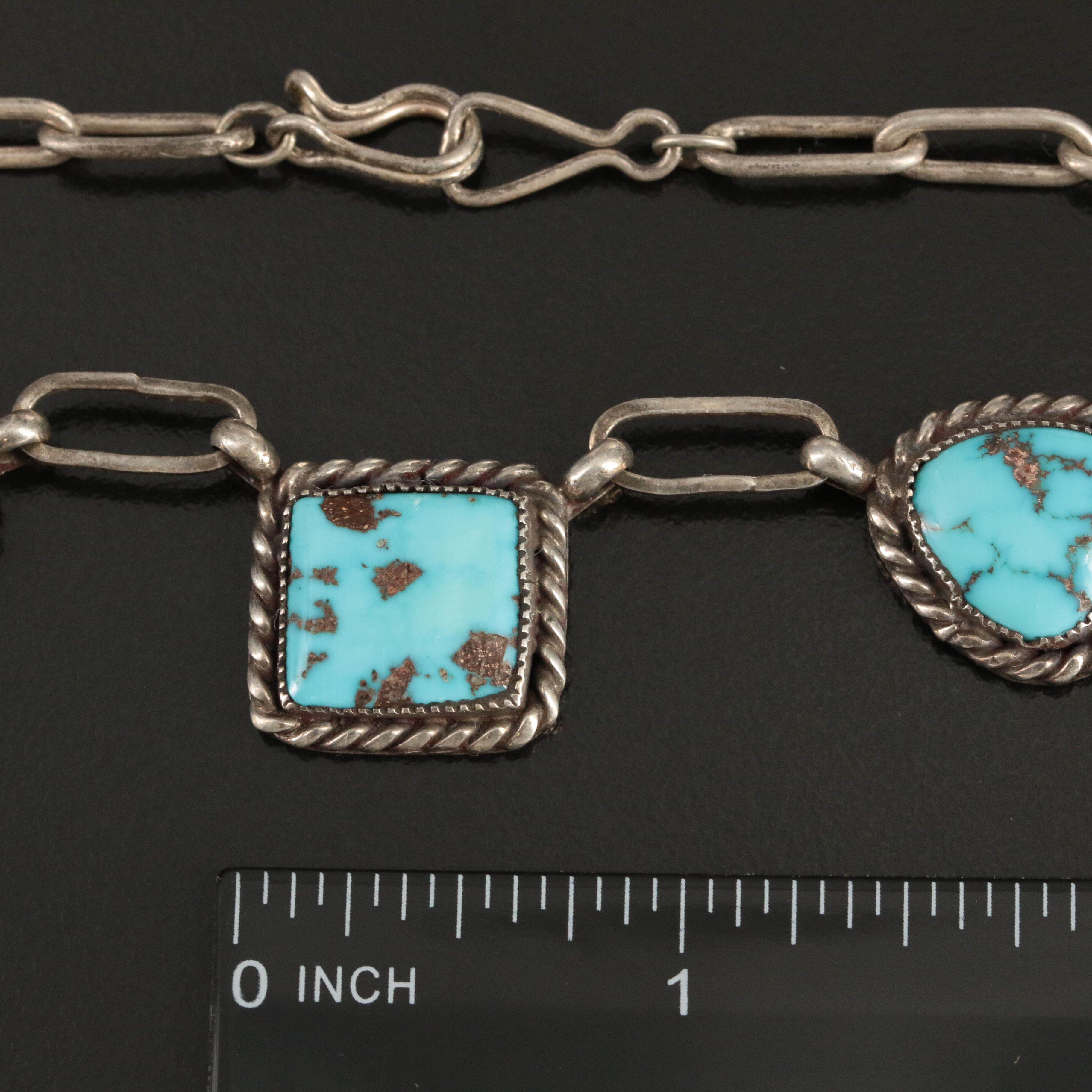 Native American James Harrison, Navajo Diné Sterling and Turquoise Necklace