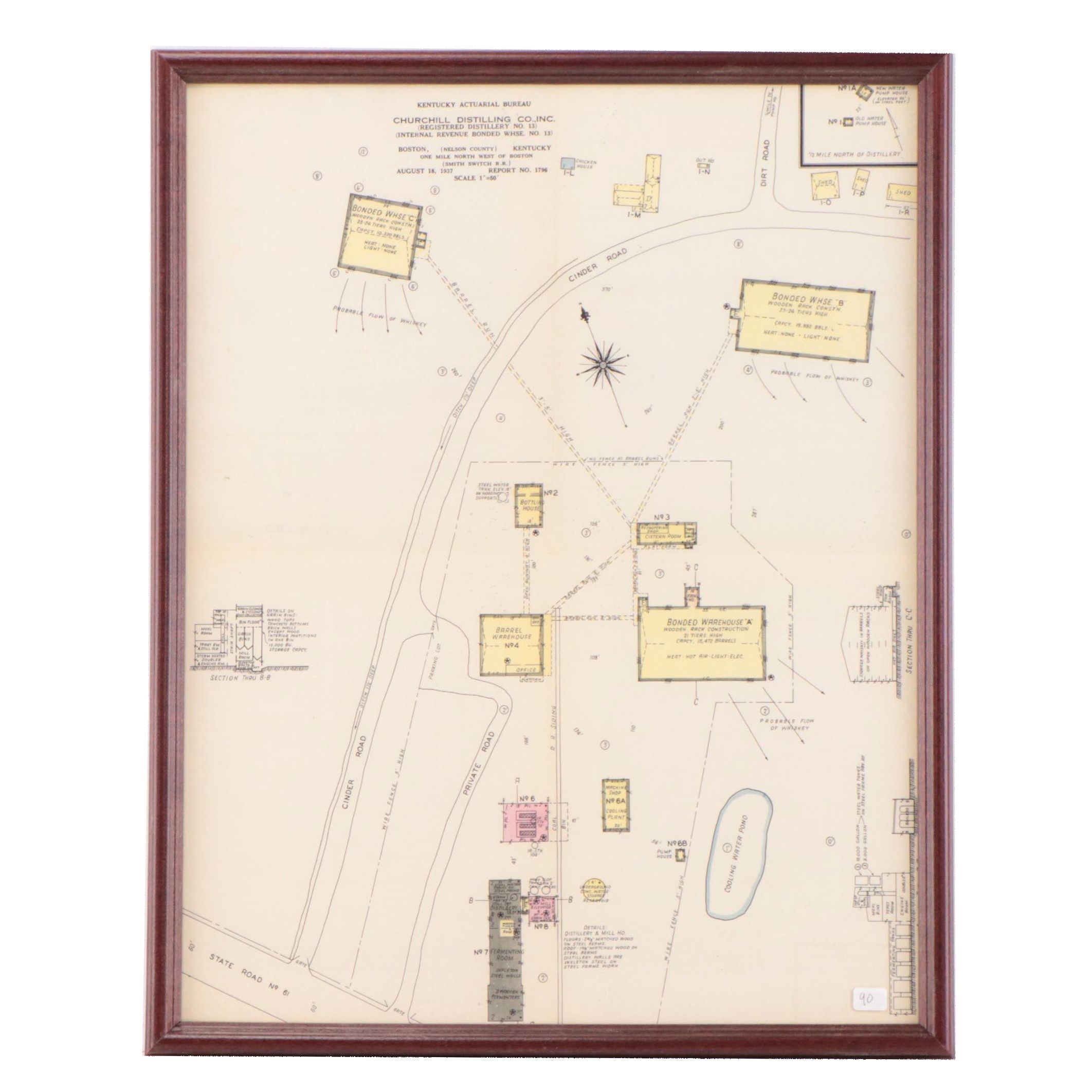 Reproduction Blueprint of Churchill Distillery