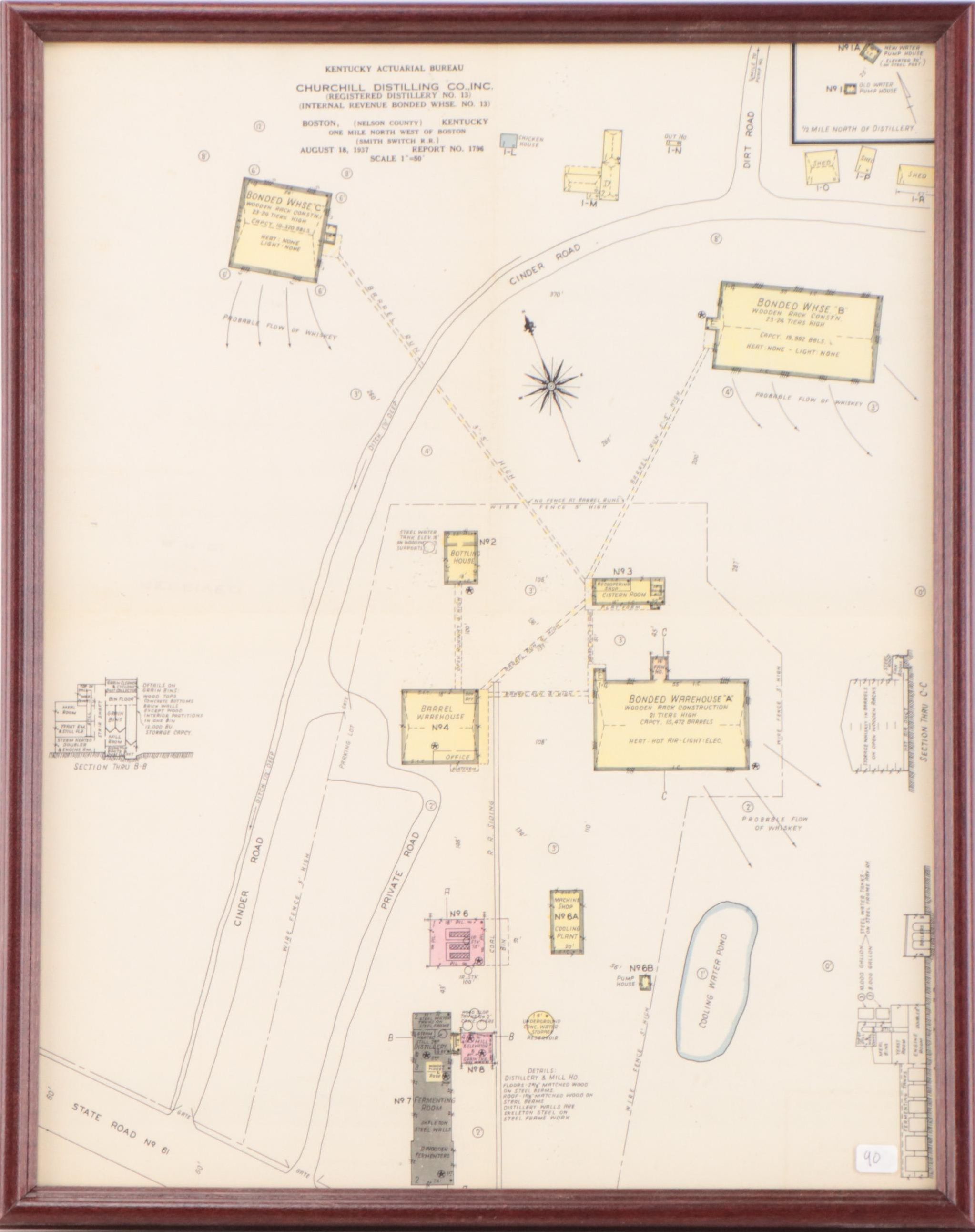 Reproduction Blueprint of Churchill Distillery