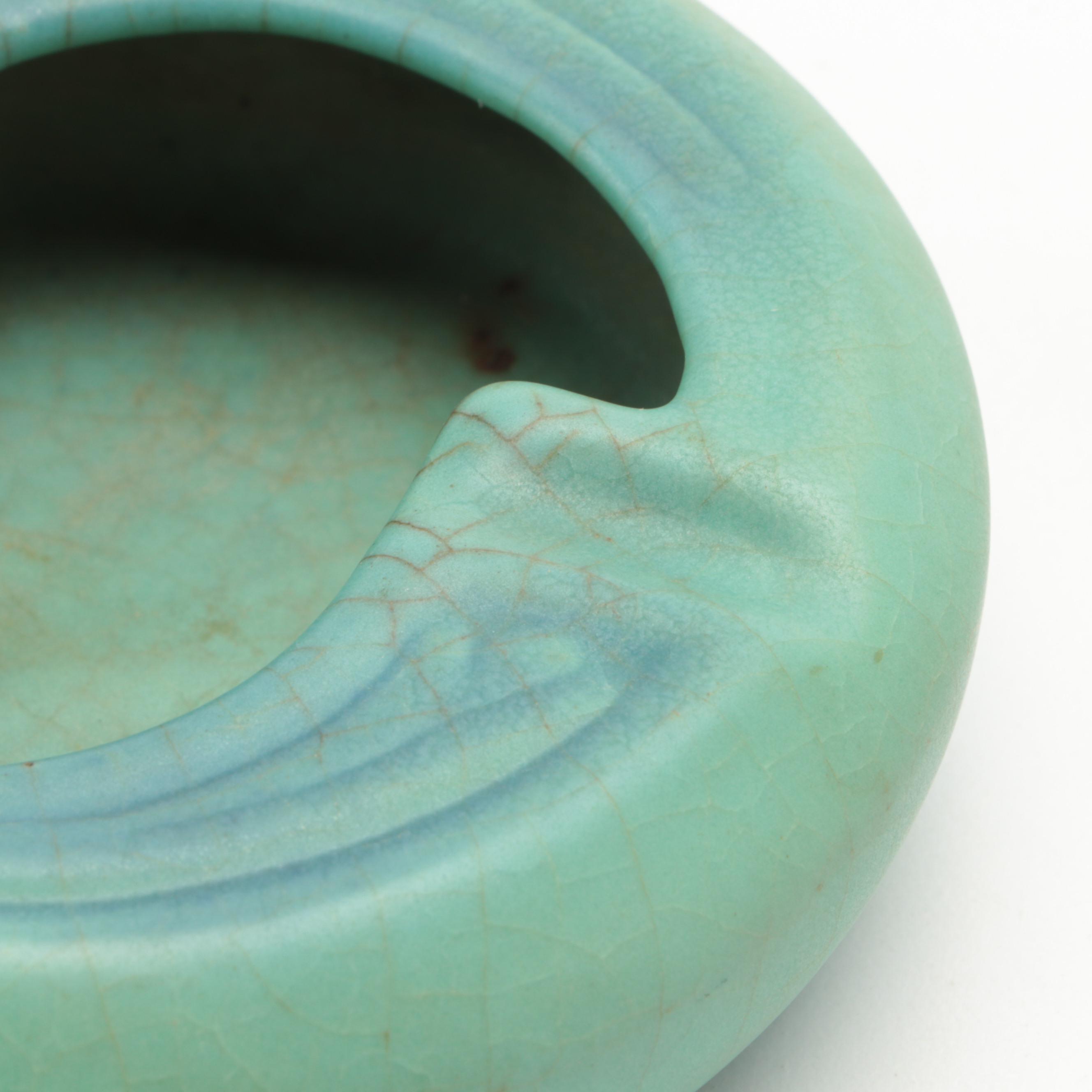 Van Briggle Pottery Ashtray and Scalloped Bowl, Mid to Late 20th Century