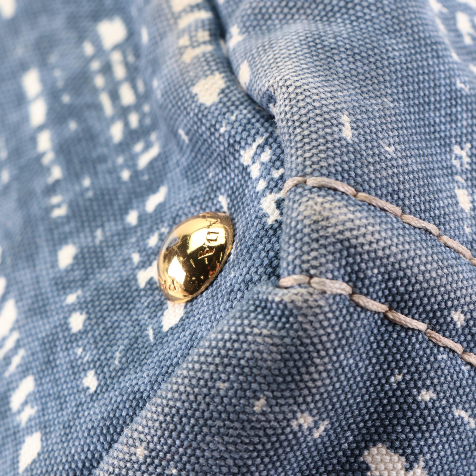 Prada Canapa Shopping Tote in Distressed Denim Tweed Print Canvas