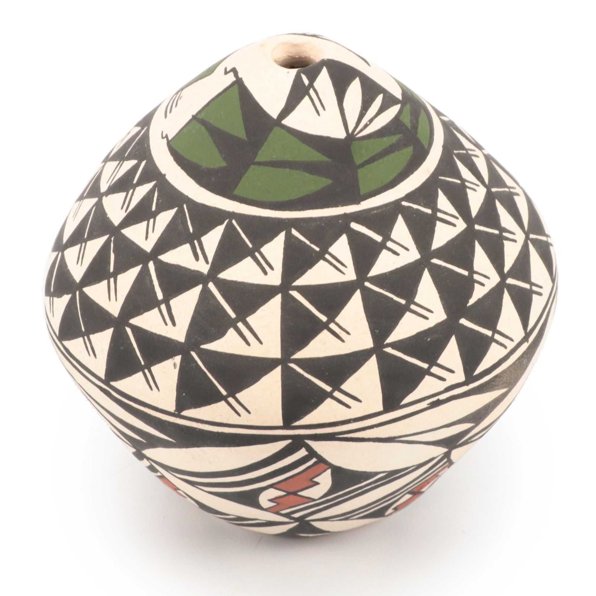 Acoma Pueblo Polychrome Clay Seed Pot Attributed to Frances Torivio ...