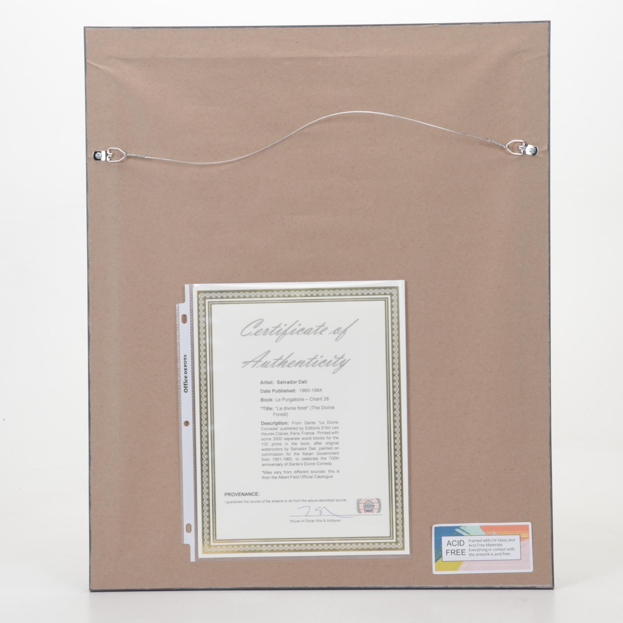 Salvador Dalí Wood Engraving "La Divine Forêt"