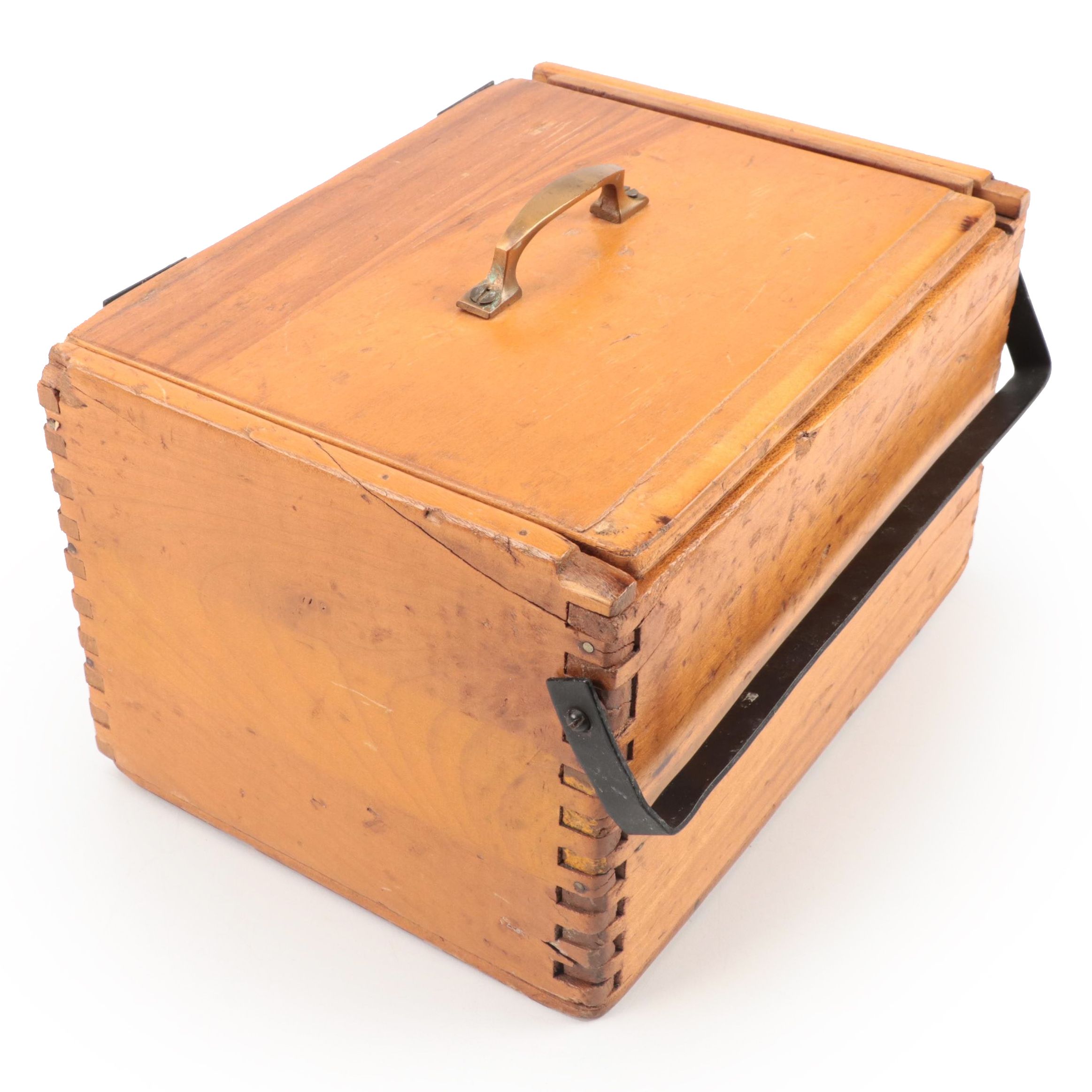 Hand-Crafted Wooden Document Box, Antique