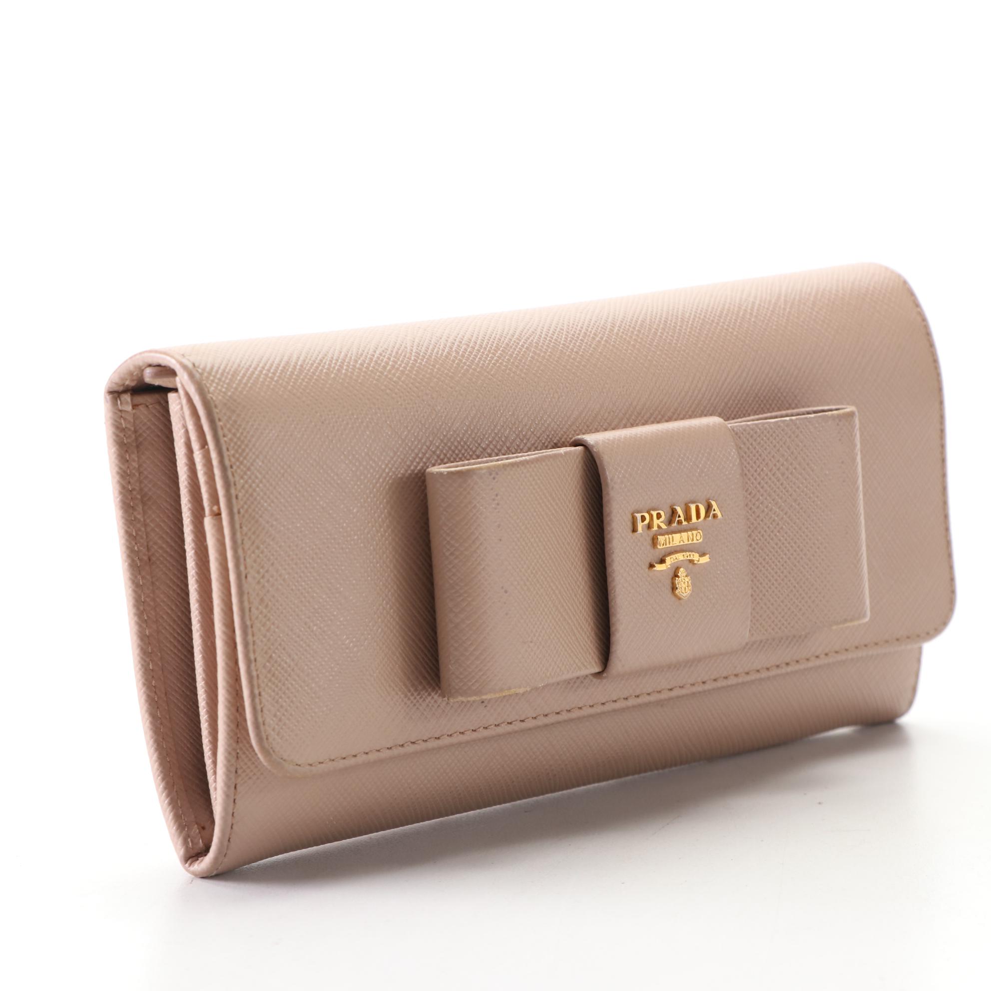 Prada Bow Continental Wallet 1MH132 in Saffiano Leather with Box