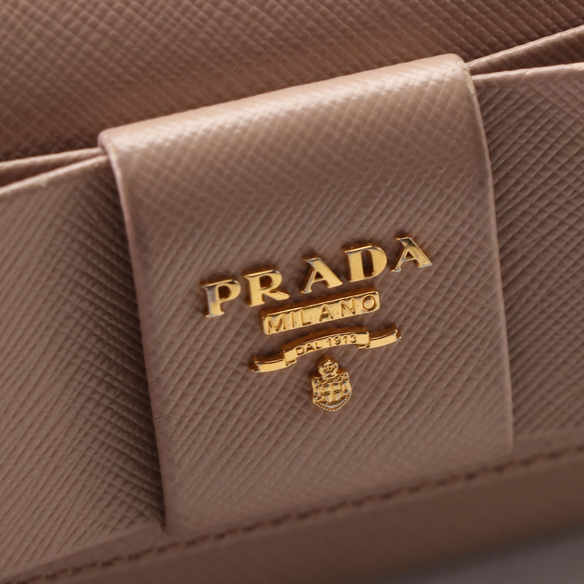 Prada Bow Continental Wallet 1MH132 in Saffiano Leather with Box