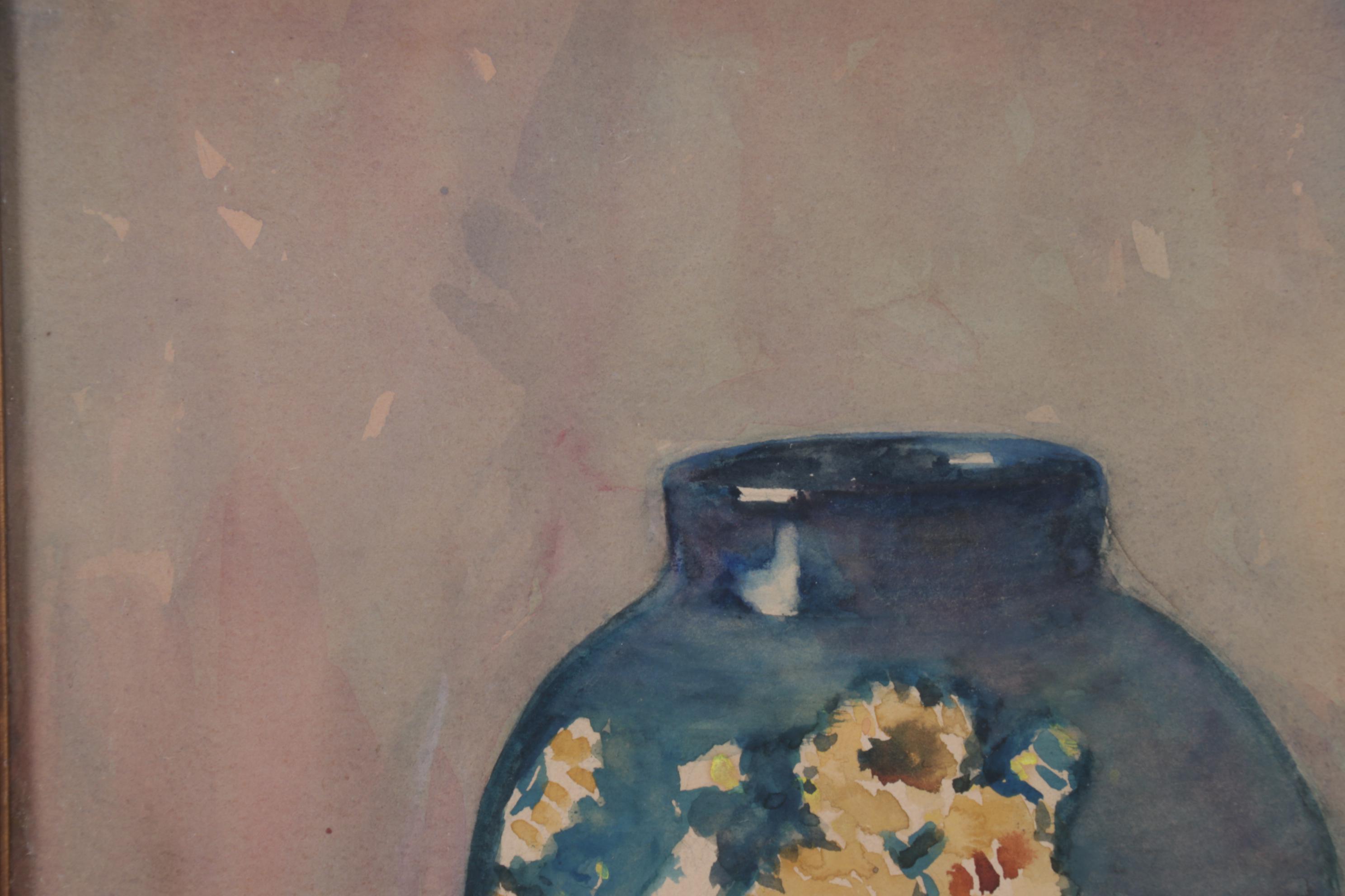 Adele E. Johnson Watercolor Painting of Vase and Daisies, Circa 1930