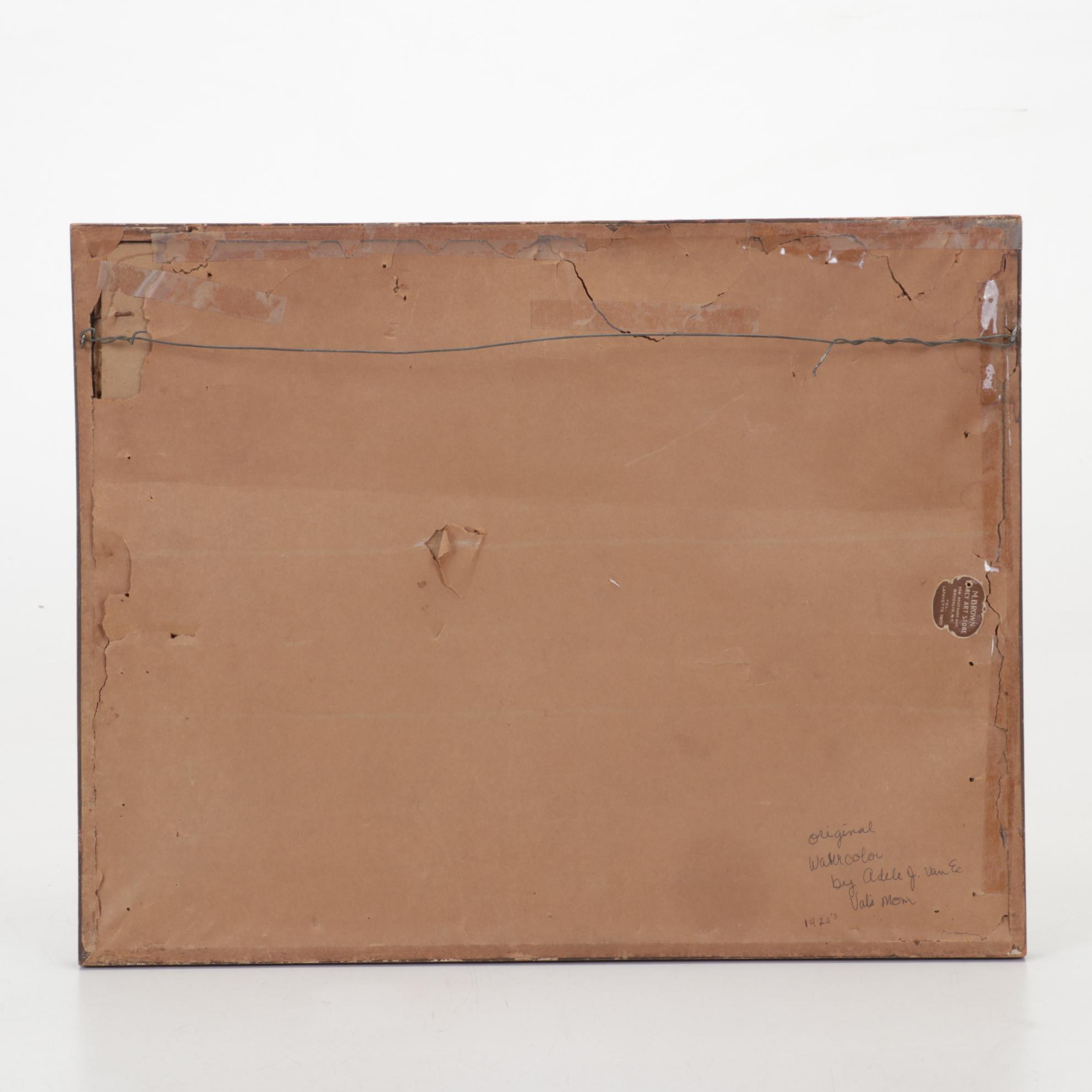 Adele E. Johnson Watercolor Painting of Vase and Daisies, Circa 1930