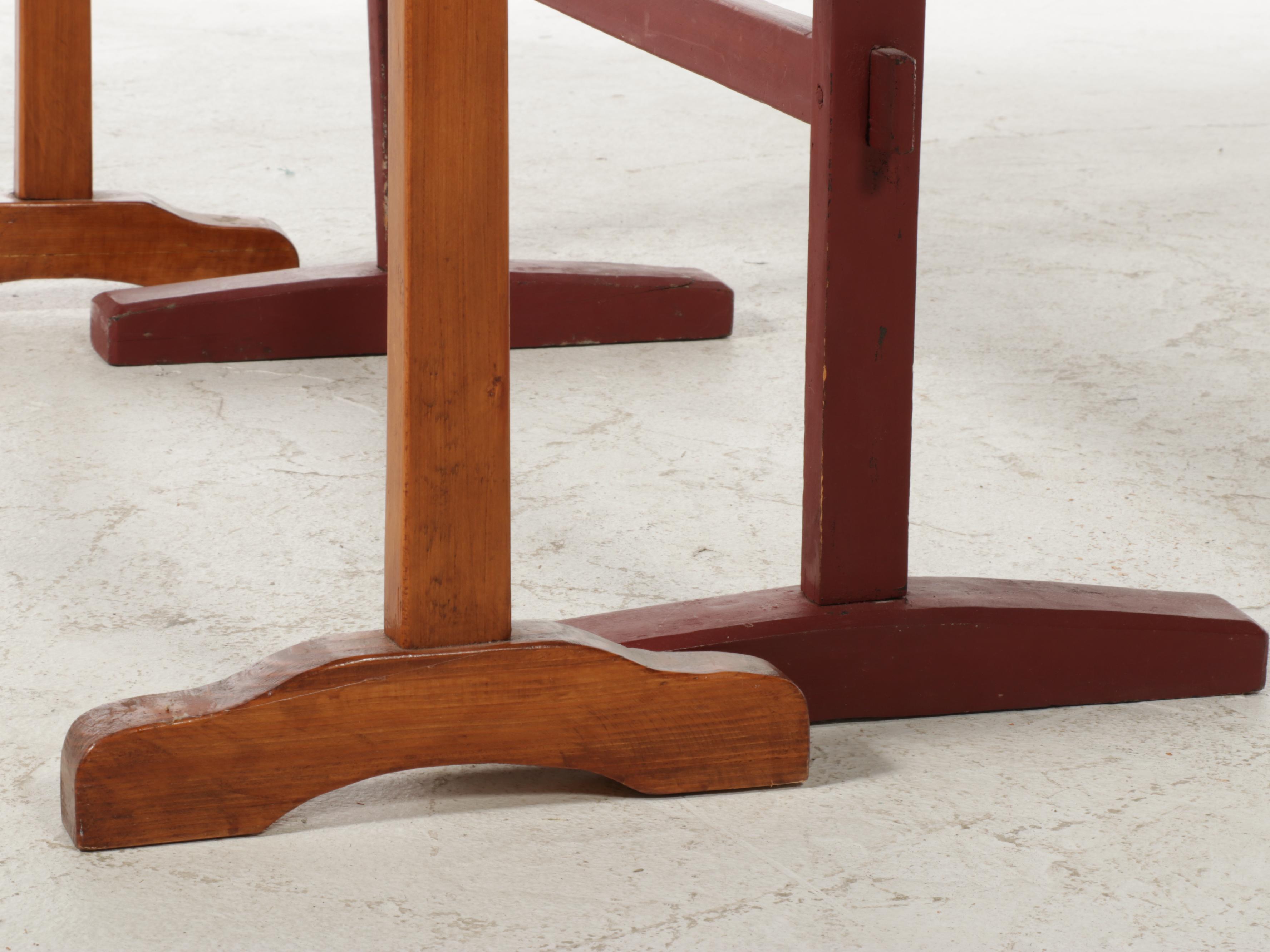 Two American Primitive Quilt or Drying Racks, Incl. Painted Three-Rail Example