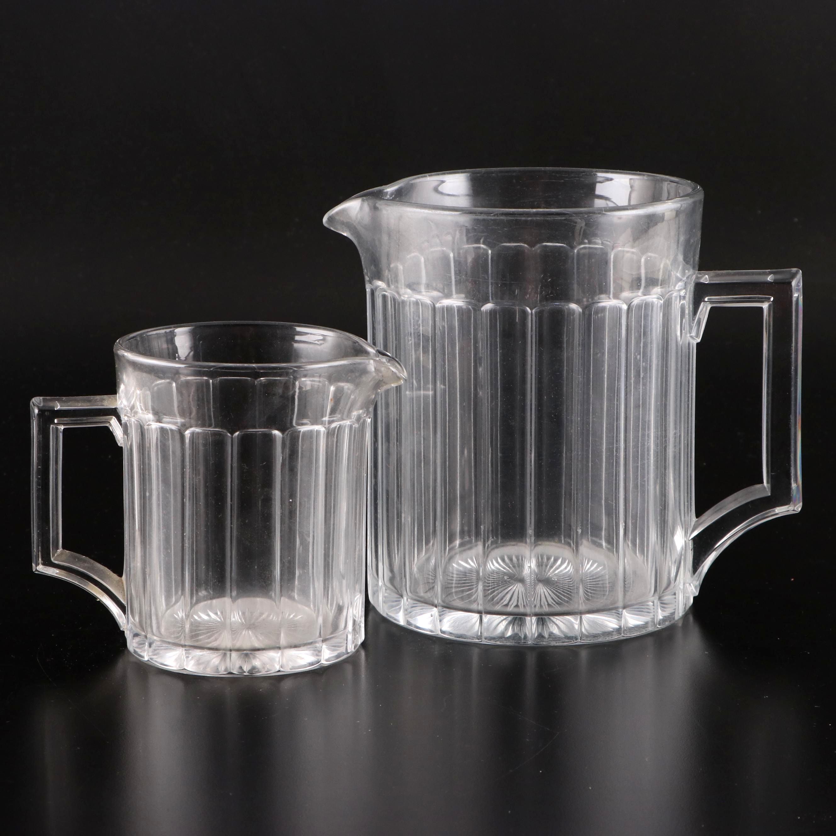Heisey "Narrow Flute Clear" Glass Pitchers, Early 20th Century