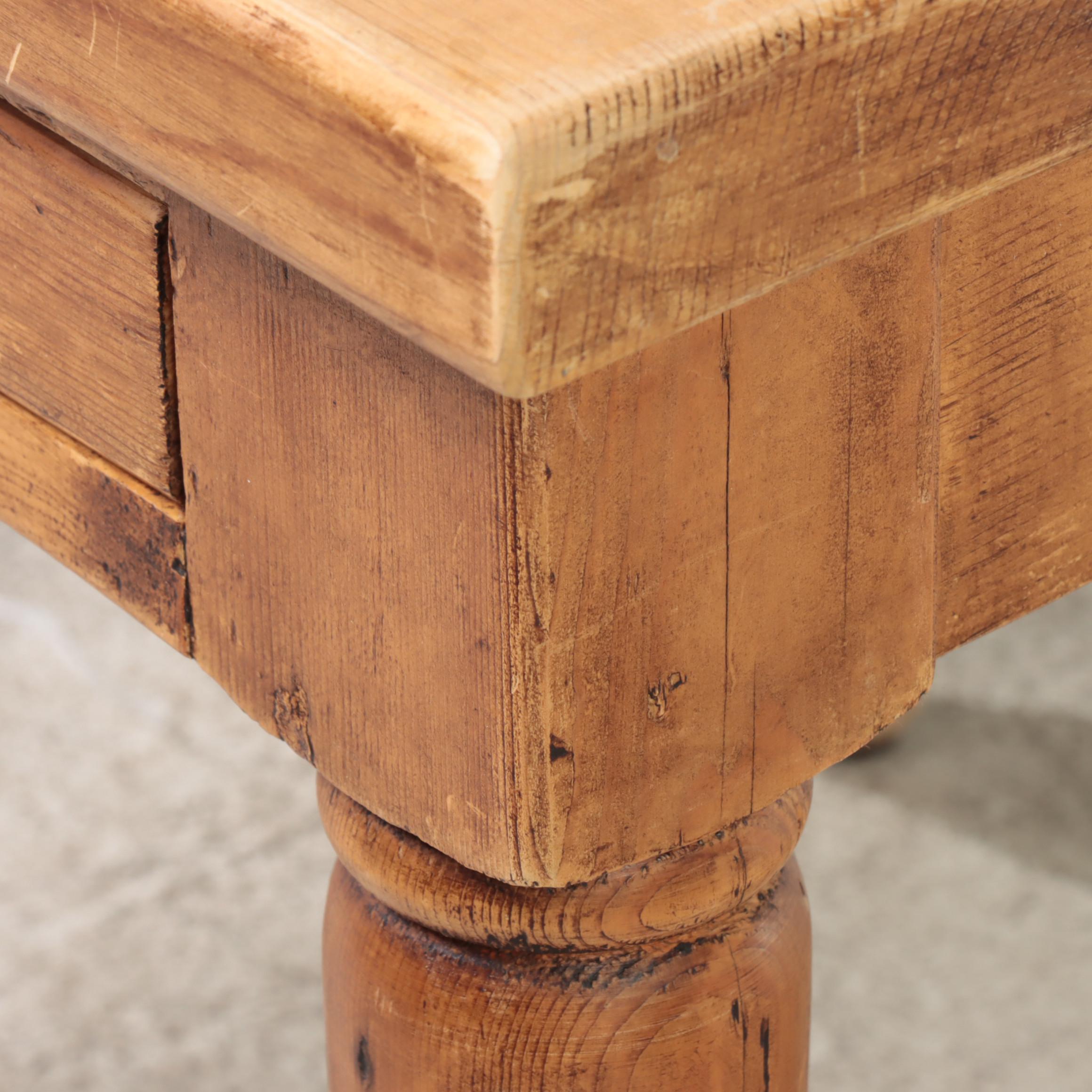 English Pine End Table with Narrow Drawer