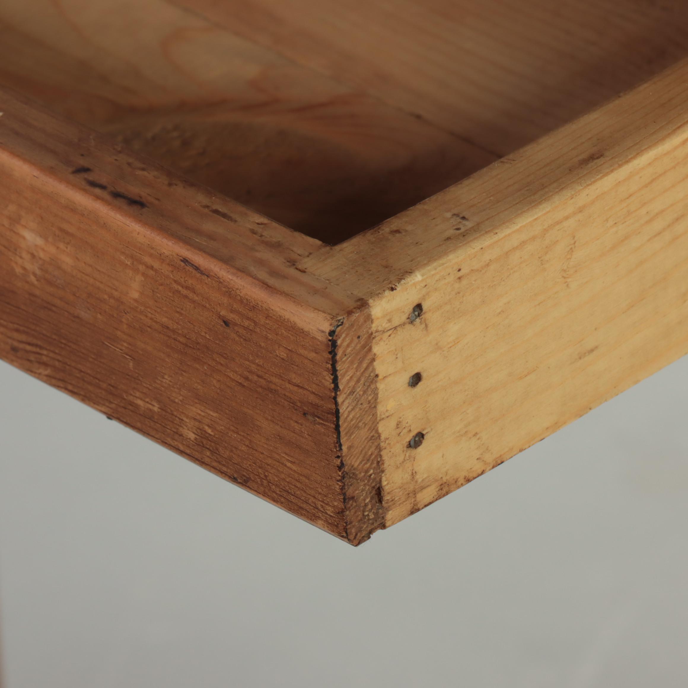 English Pine End Table with Narrow Drawer