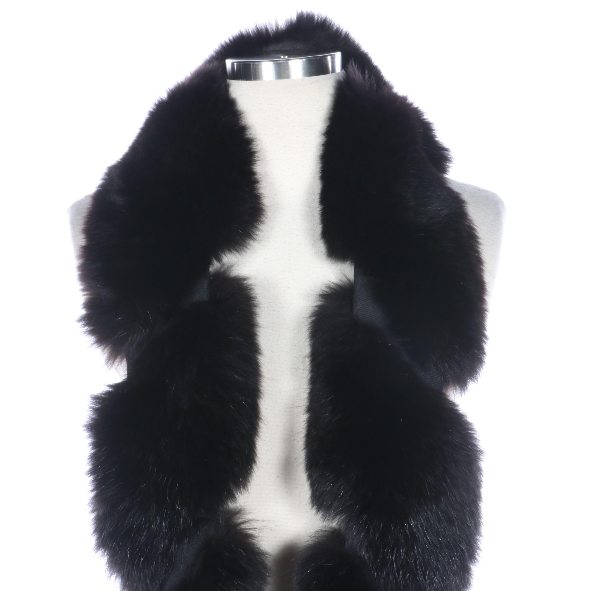 Dyed Fox Fur Boa Wrap with Tails