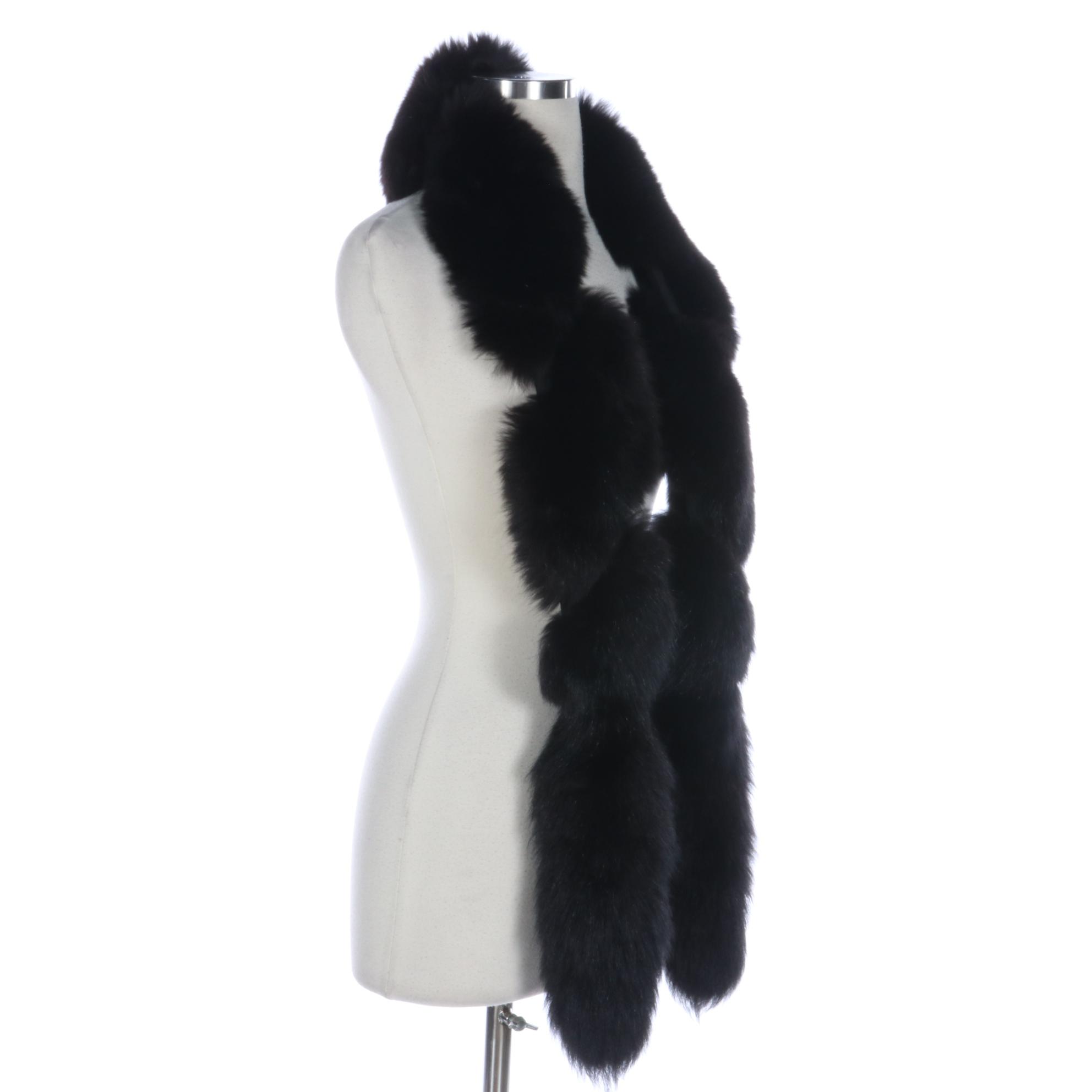 Dyed Fox Fur Boa Wrap with Tails