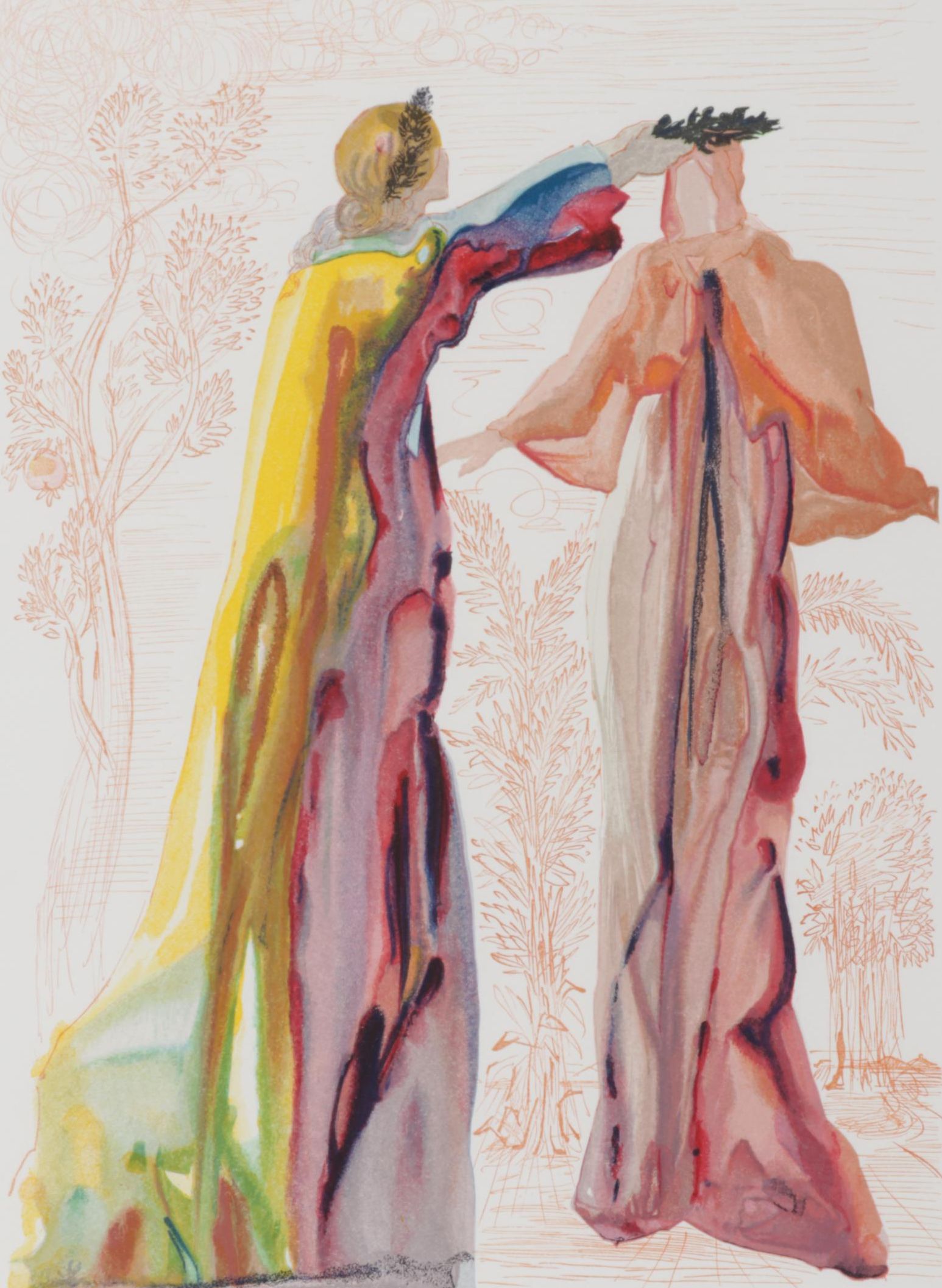 Salvador Dalí Wood Engraving "Les Dernières Paroles de Virgil"