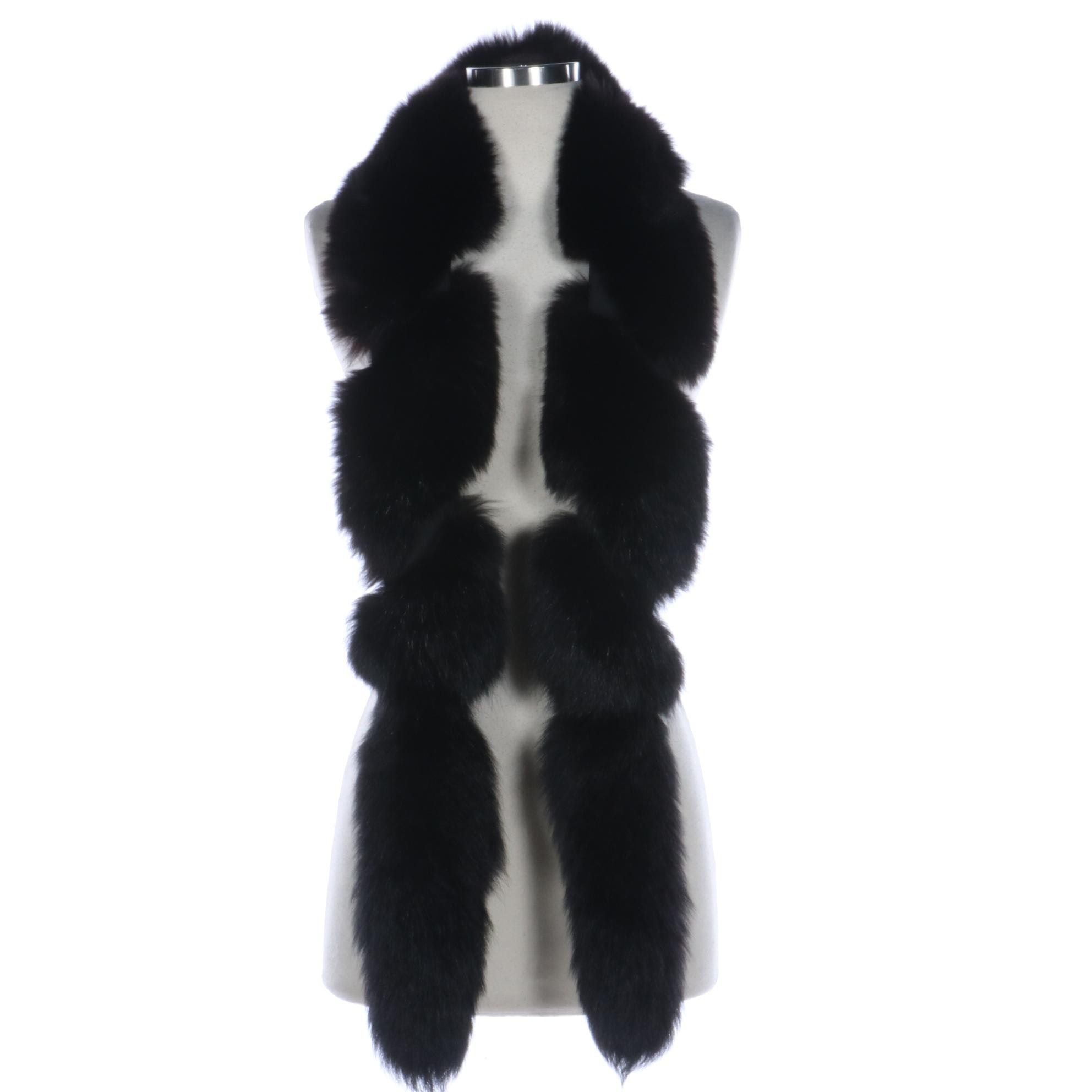 Dyed Fox Fur Boa Wrap with Tails