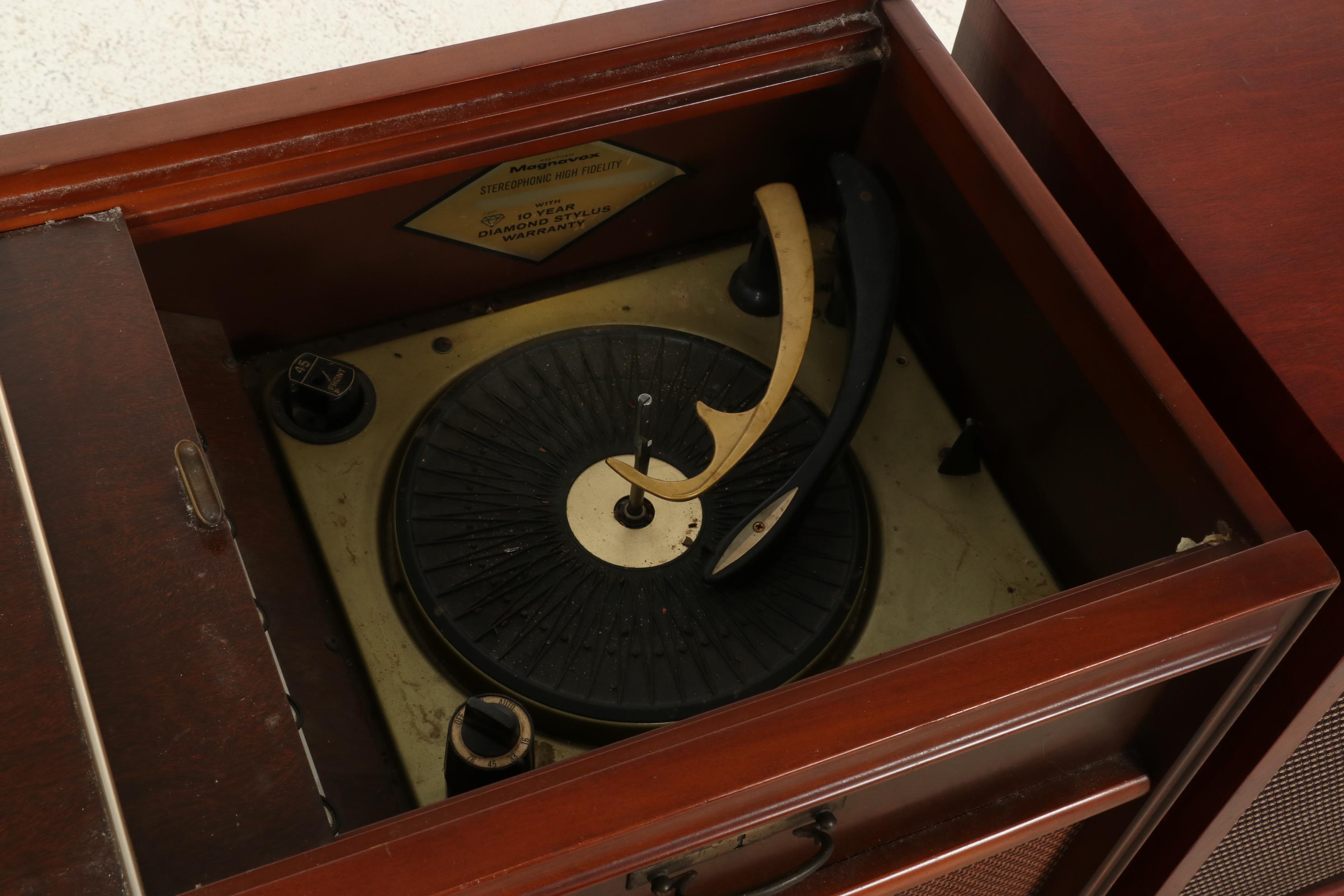 Magnavox Stereophonic Combination Turntable Cabinet With Speaker Cabinet