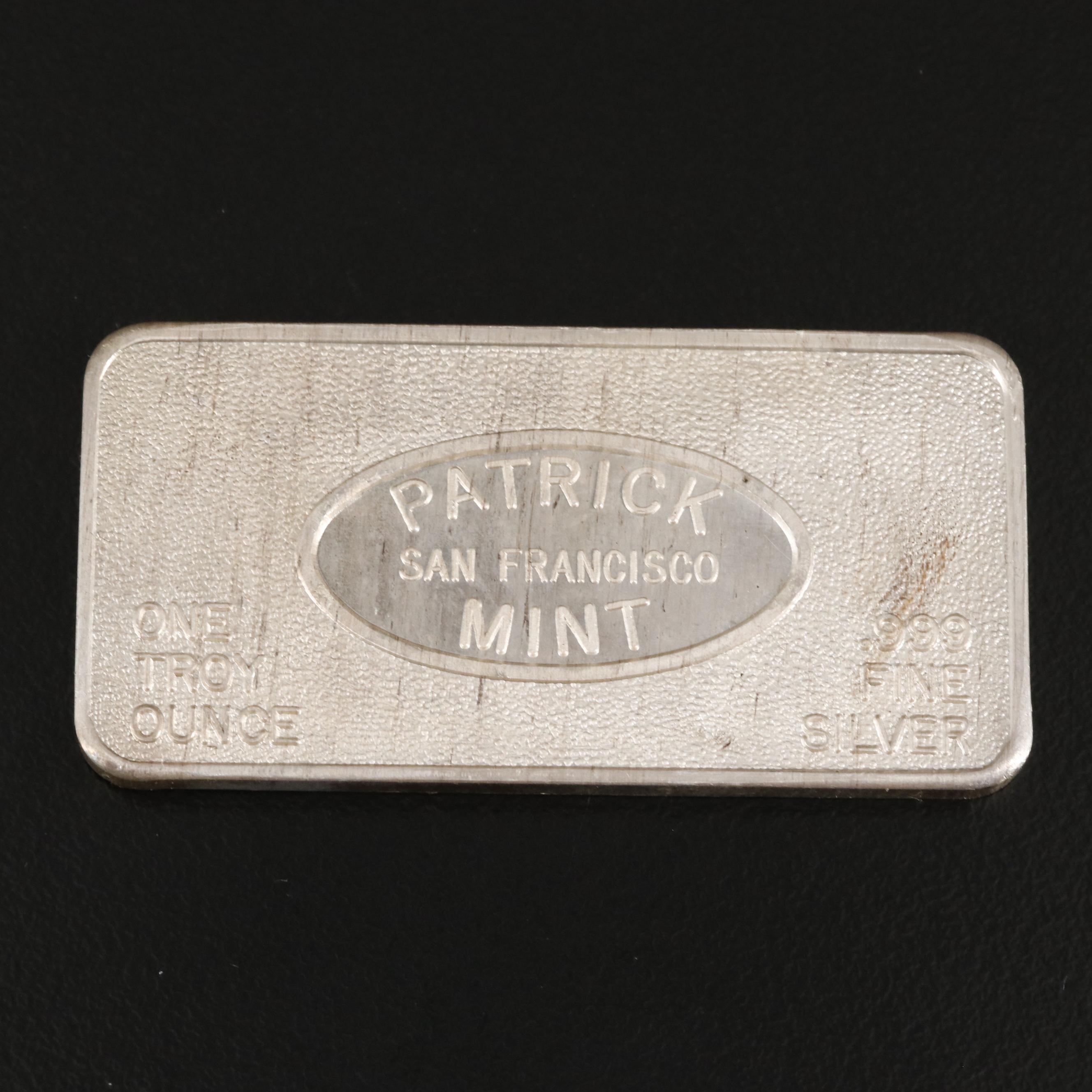 One Ounce .999 Silver Bar