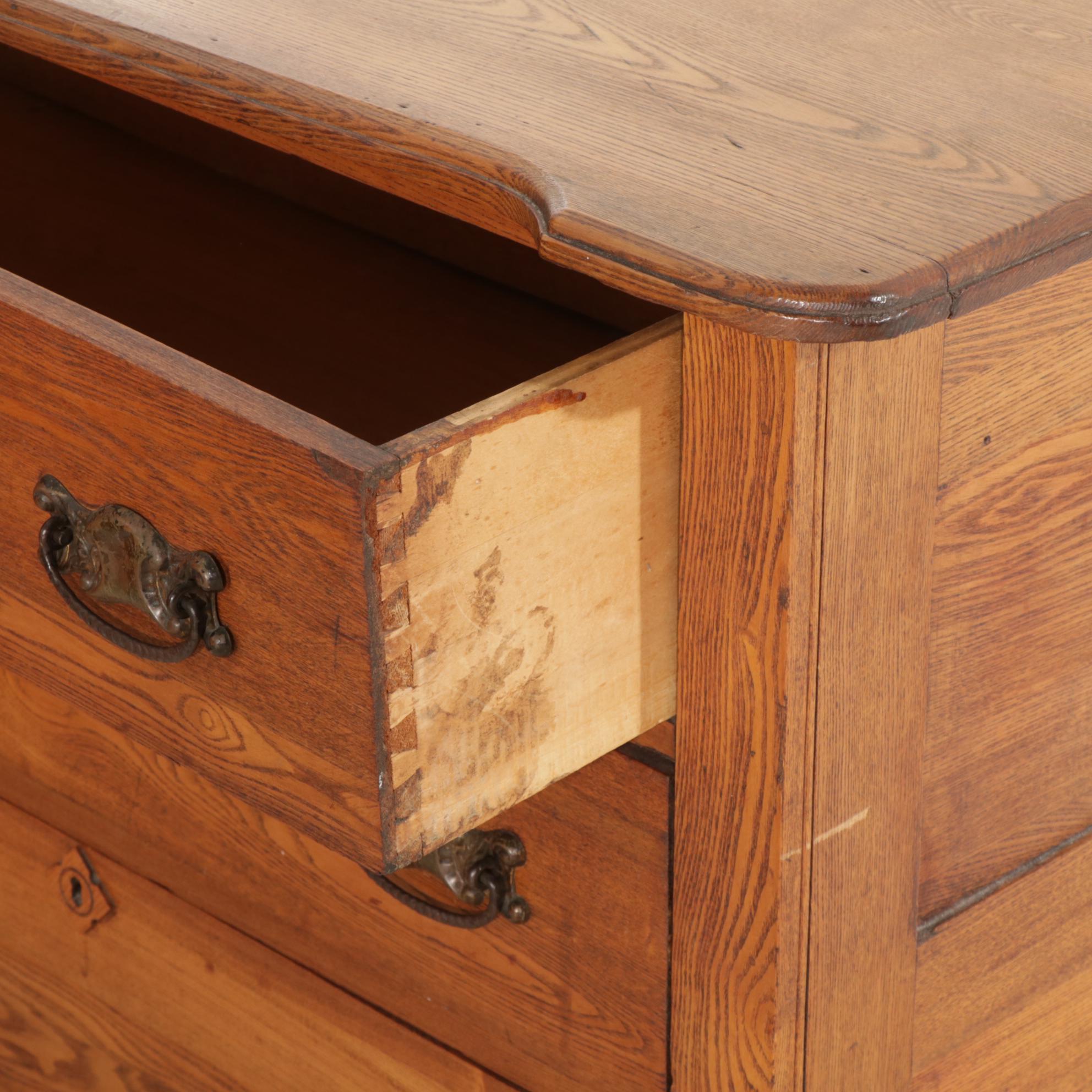 Late Victorian Oak and Ash Chest of Drawers, Dressers and Washstand