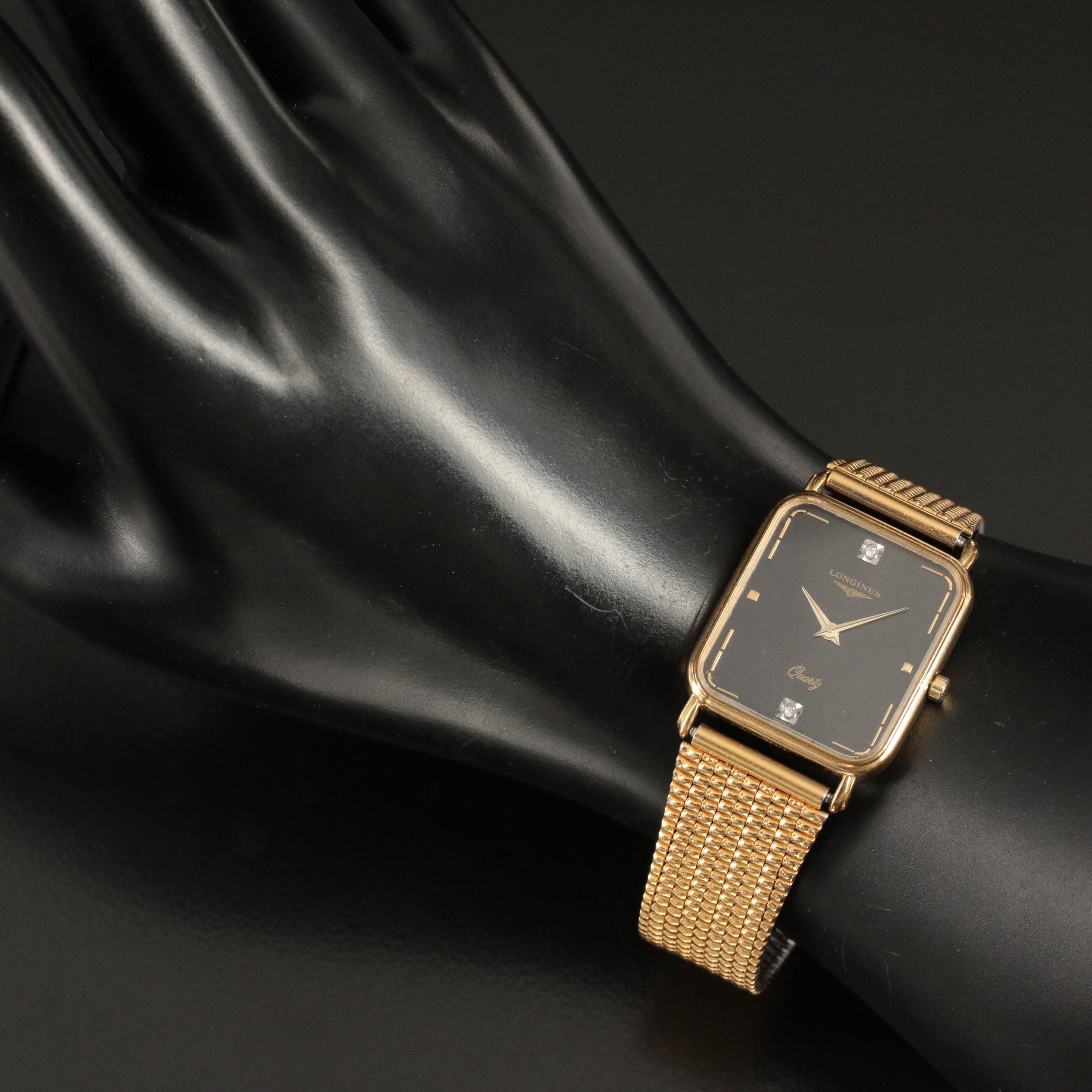 Longines Gold-Tone Diamond Accented Quartz Watch