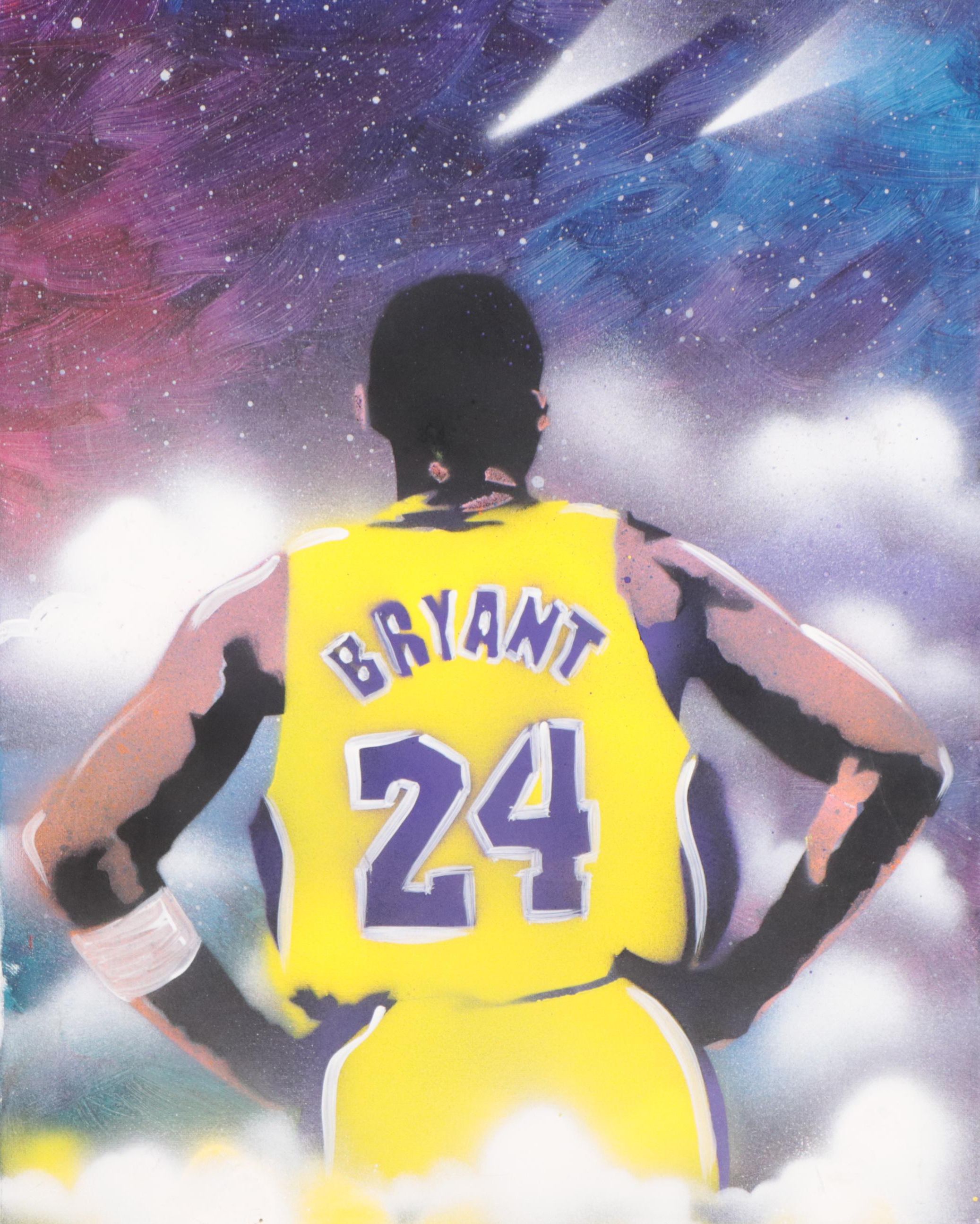 Vasu Bhushan Acrylic Stencil Portrait of Kobe Bryant