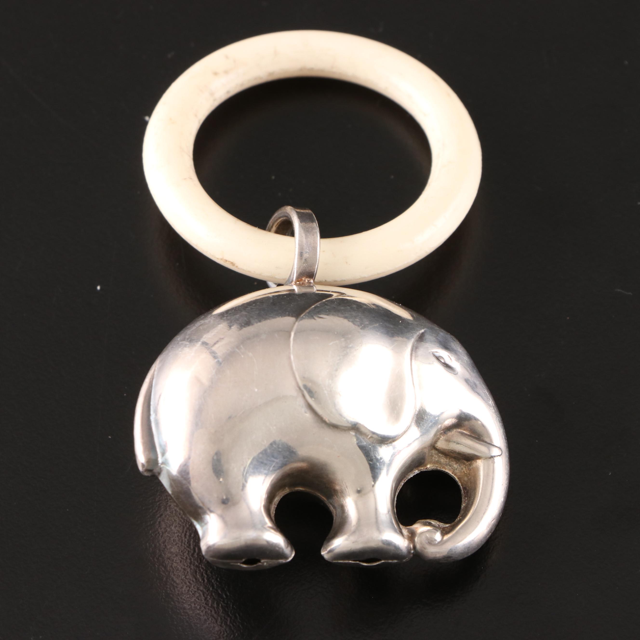 Tiffany & Co. and Other Sterling Silver Baby Rattles and Silver Keepsakes