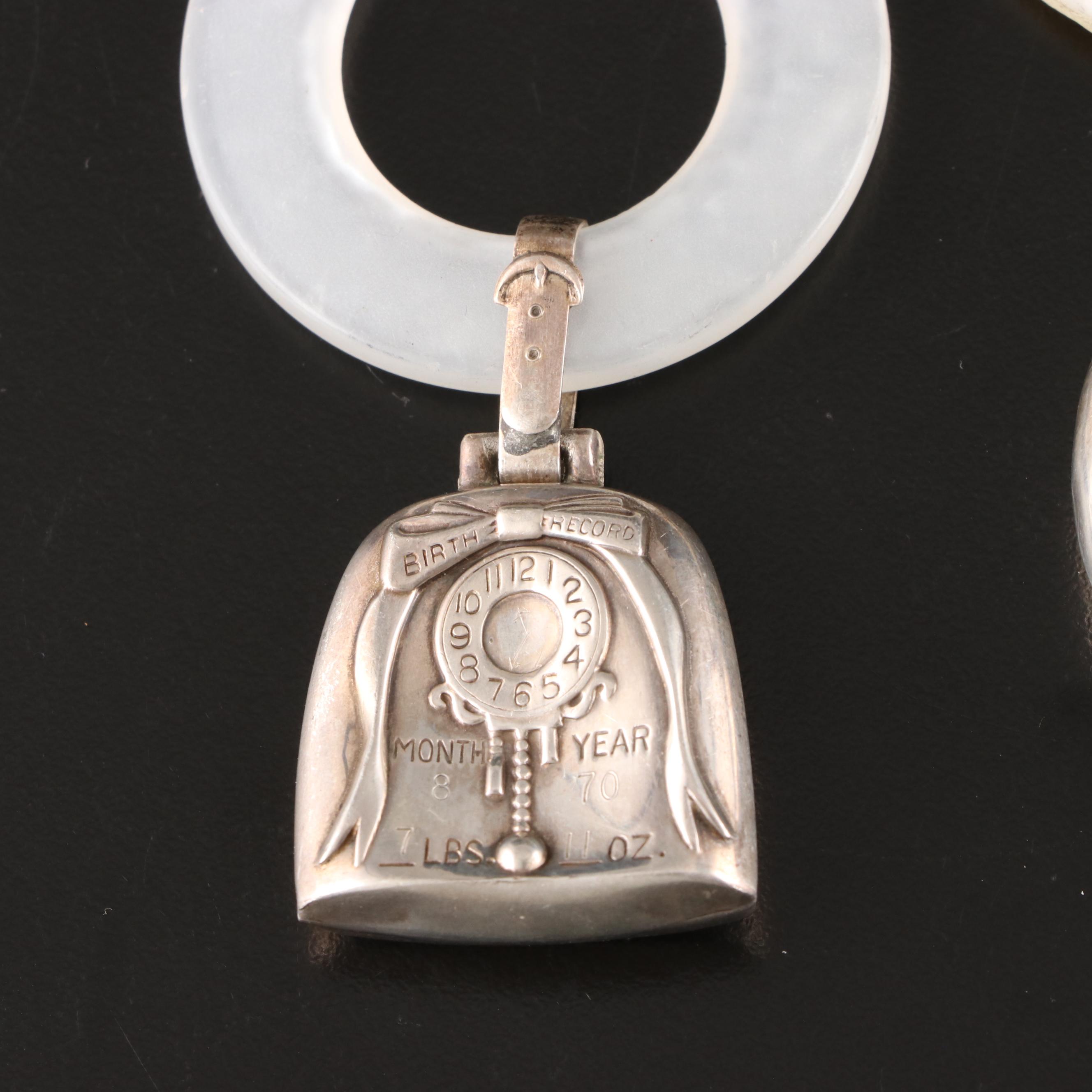 Tiffany & Co. and Other Sterling Silver Baby Rattles and Silver Keepsakes