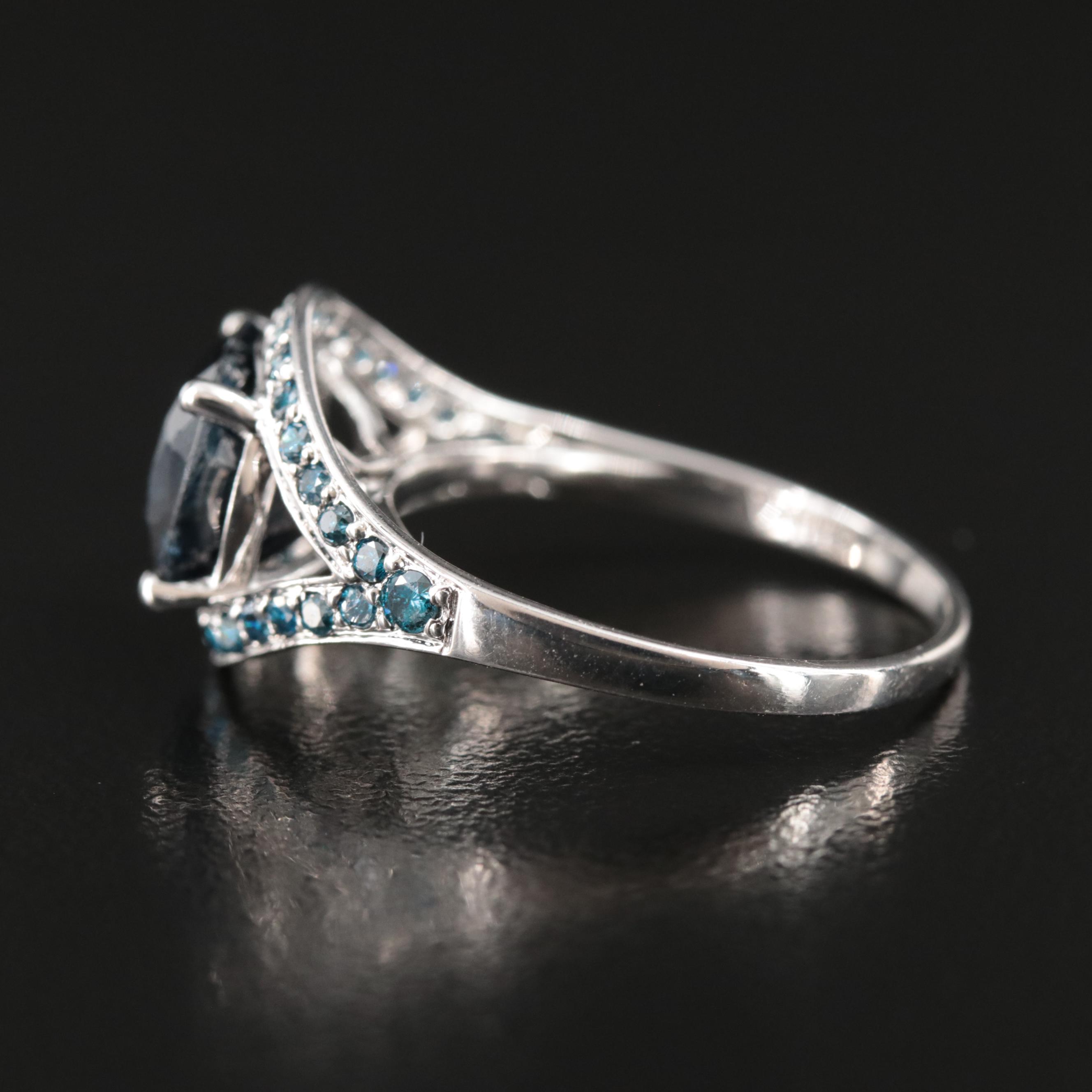 10K 5.12 Sapphire and Fancy Dark Blue Diamond Ring