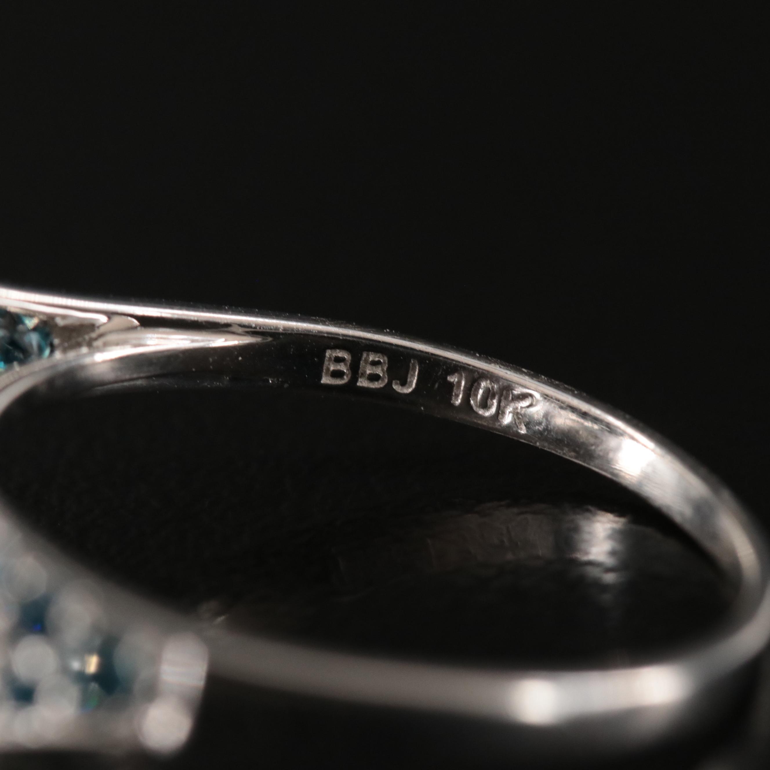 10K 5.12 Sapphire and Fancy Dark Blue Diamond Ring