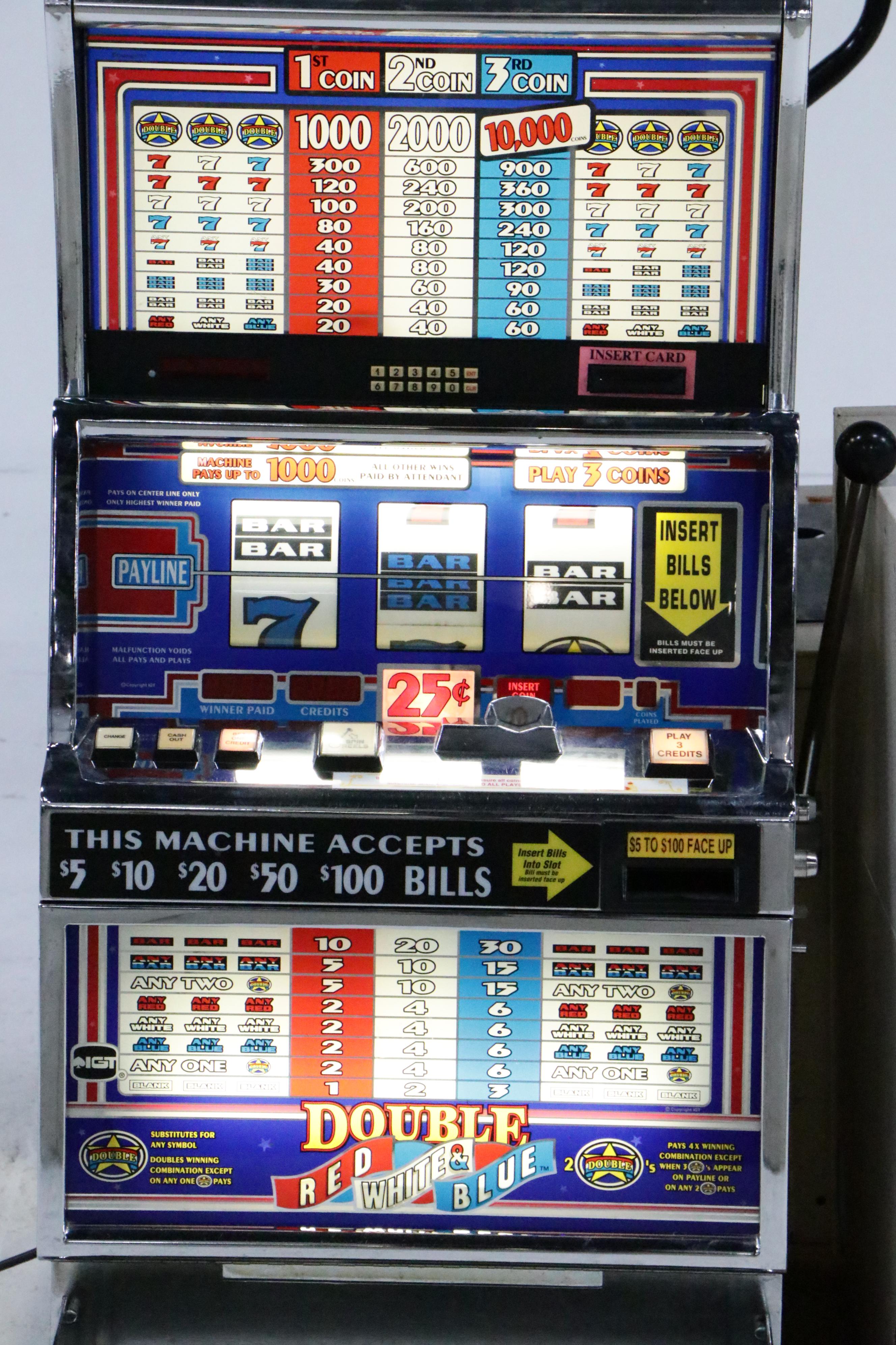 IGT Double Red, White & Blue Slot Machine With Base
