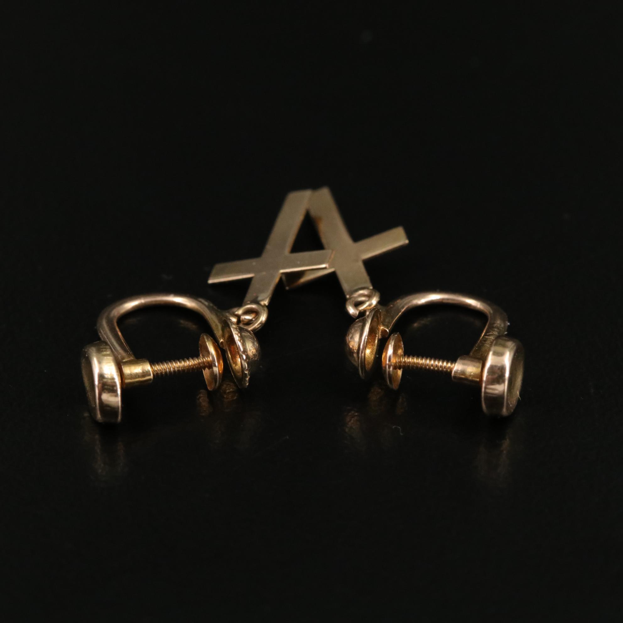 14K and 10K Drop Cross Earrings