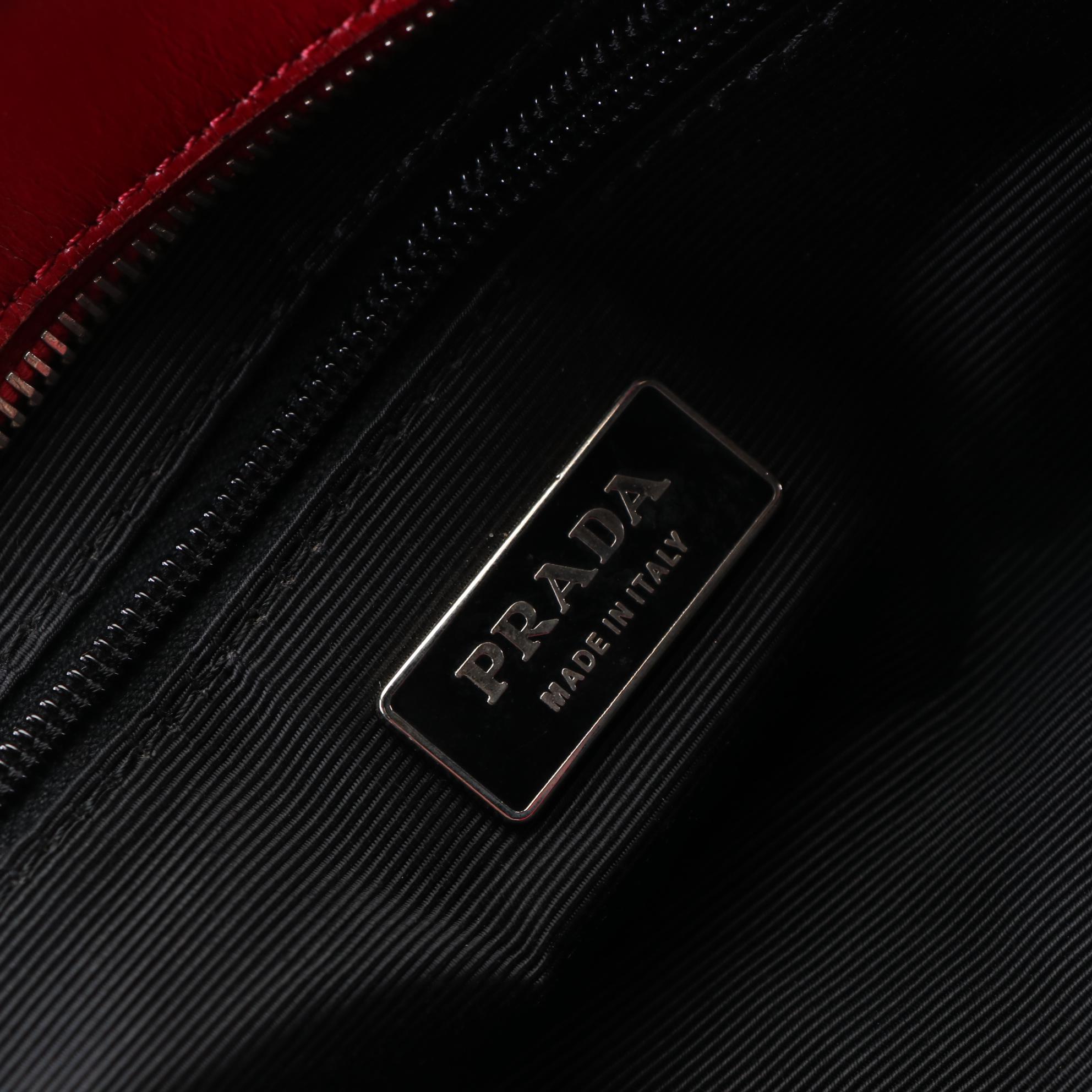 Prada Bauletto Handbag in Perforated and Smooth Two-Tone Leather