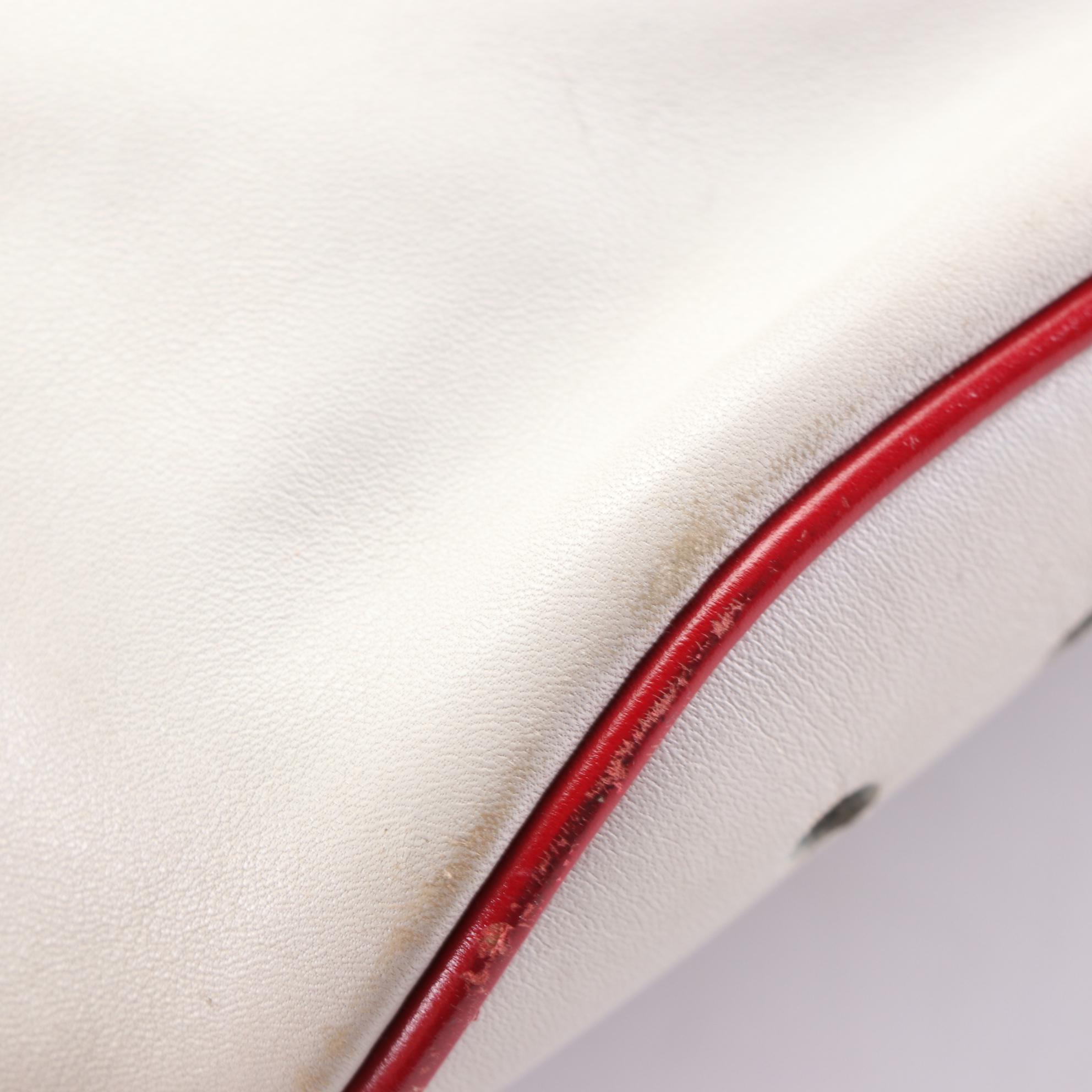 Prada Bauletto Handbag in Perforated and Smooth Two-Tone Leather