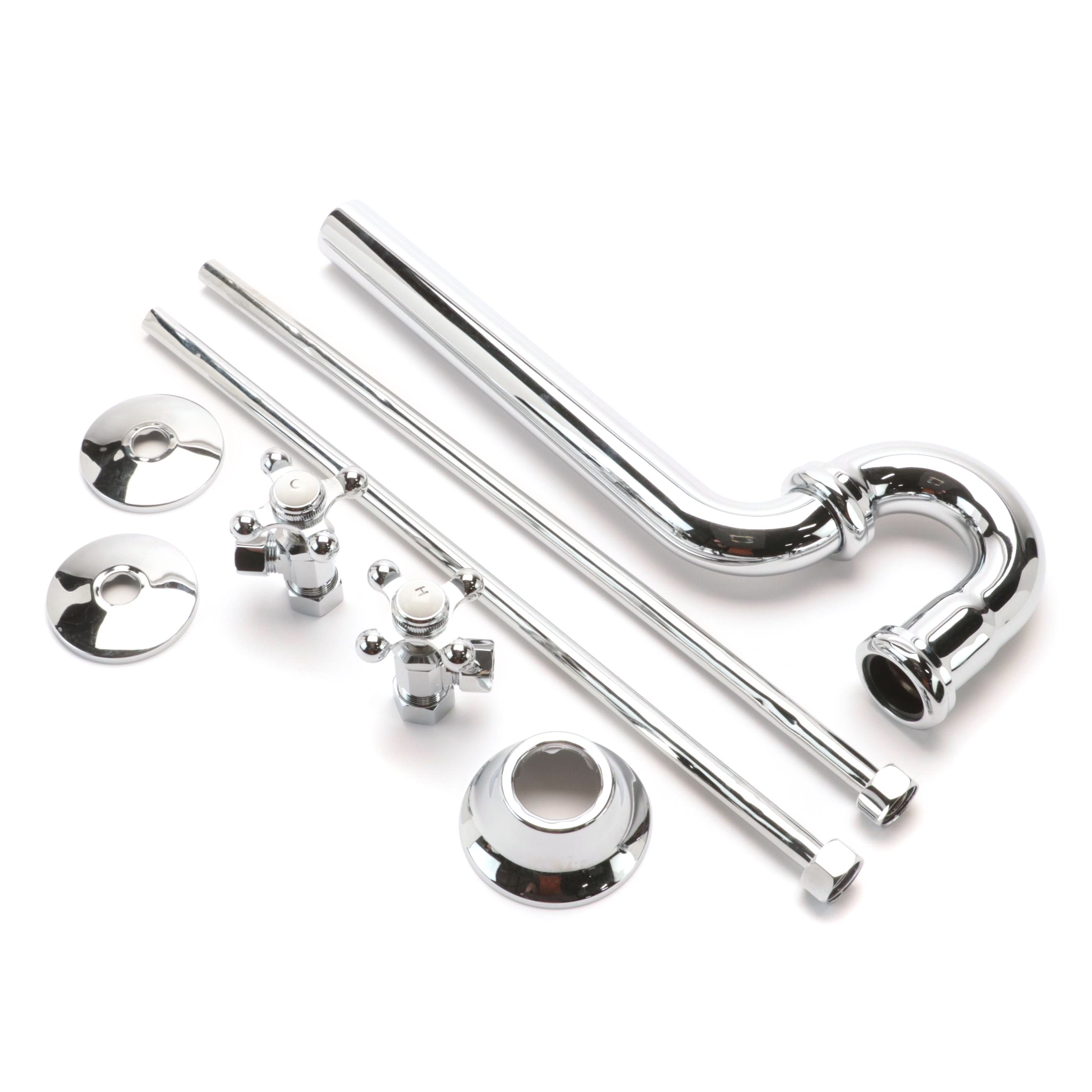Bathroom Trim Kit with Extra Long P-Trap for 1/2" Copper Pipe in Chrome Finish