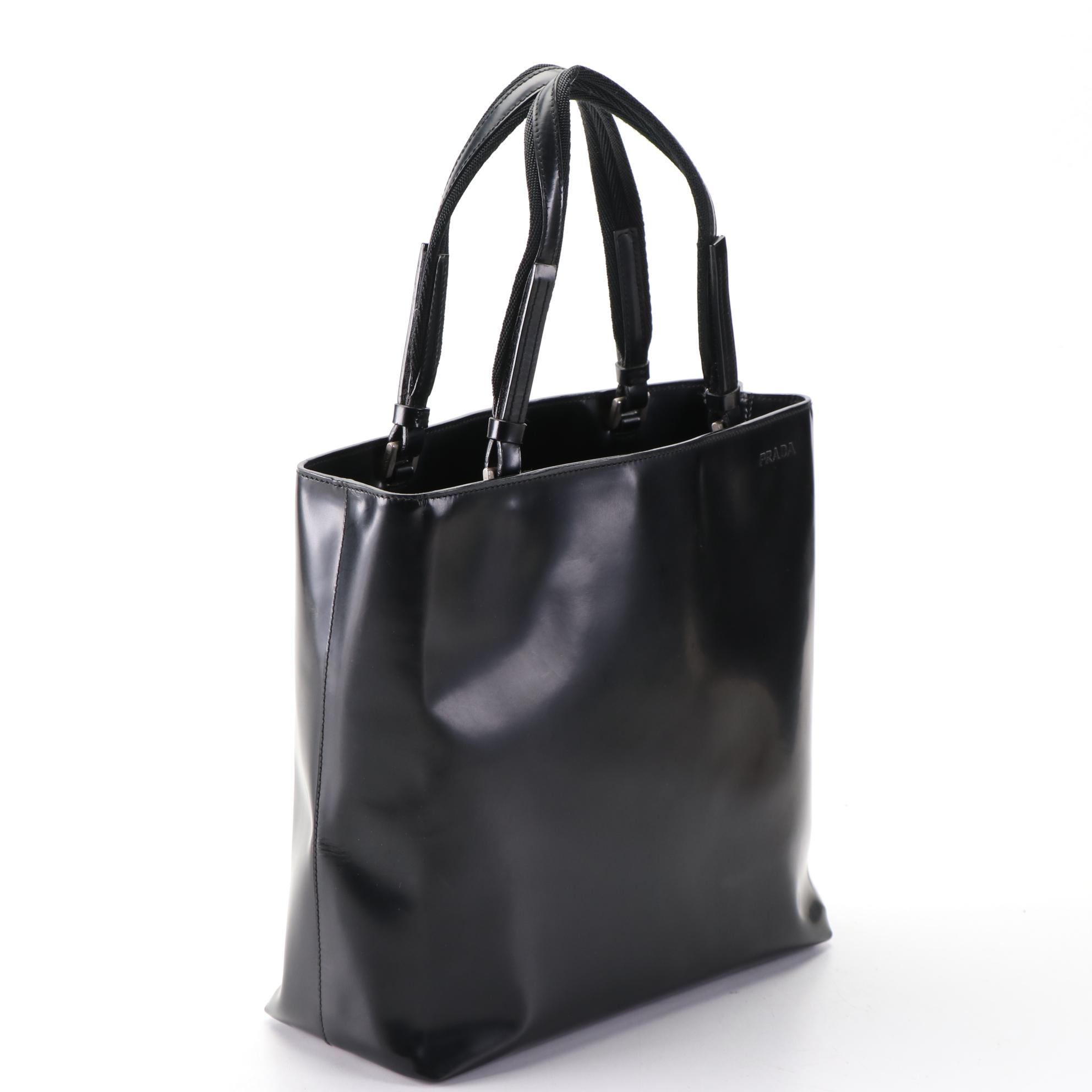 Prada Tote Bag in Black Patent Leather