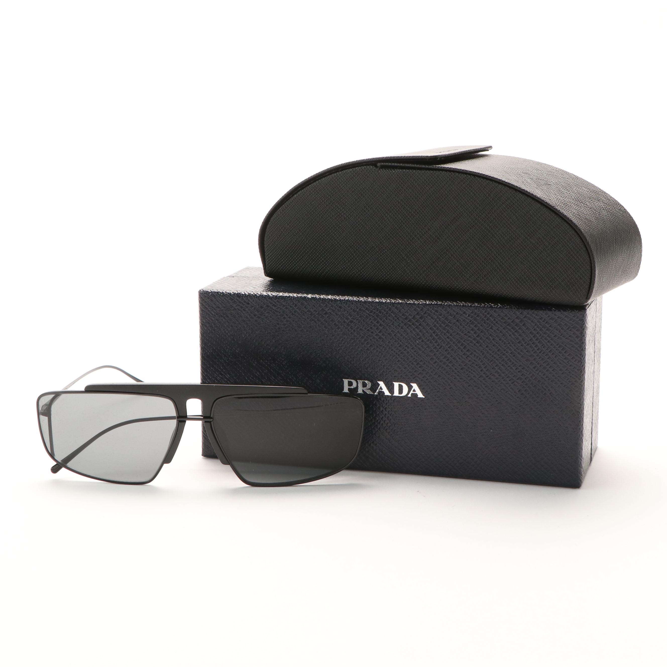 Prada 0PR50VS Rectangular Pilot Sunglasses with Case and Box